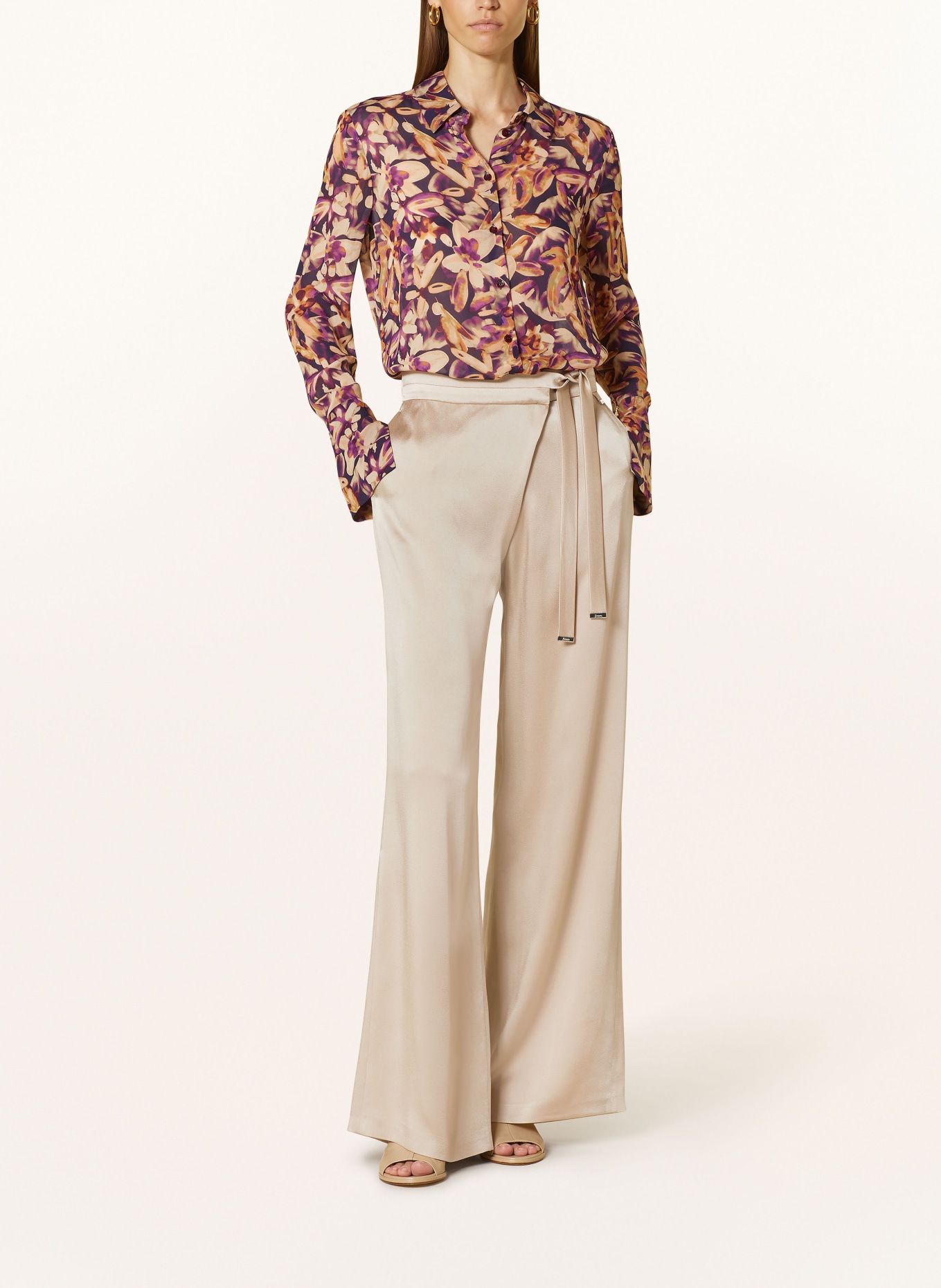 HERNO Wide leg trousers in satin, Color: BEIGE (Image 2)