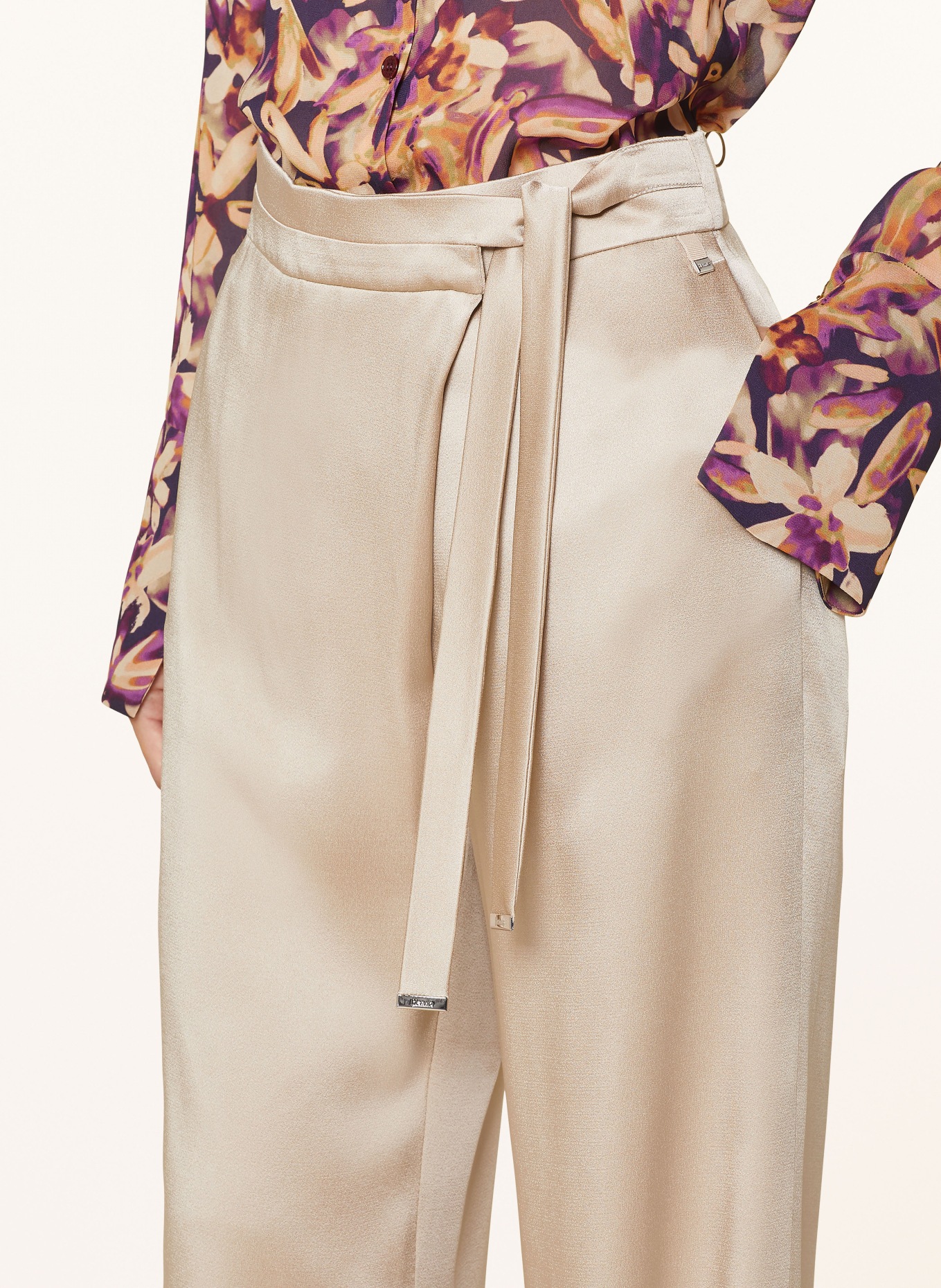 HERNO Wide leg trousers in satin, Color: BEIGE (Image 5)