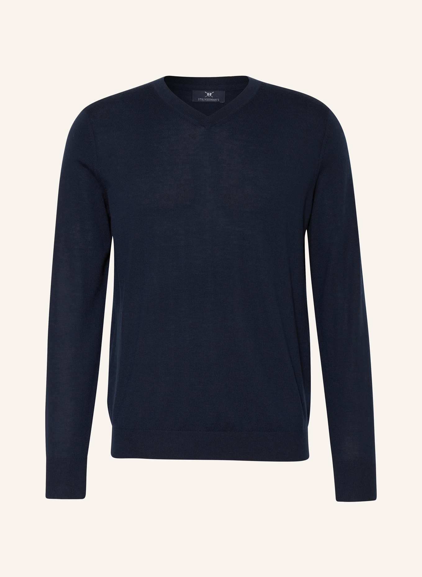 STROKESMAN'S Trui van merinowol: DONKERBLAUW