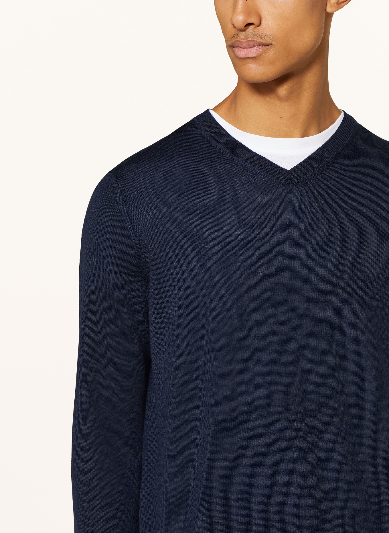 STROKESMAN'S Trui van merinowol: DONKERBLAUW
