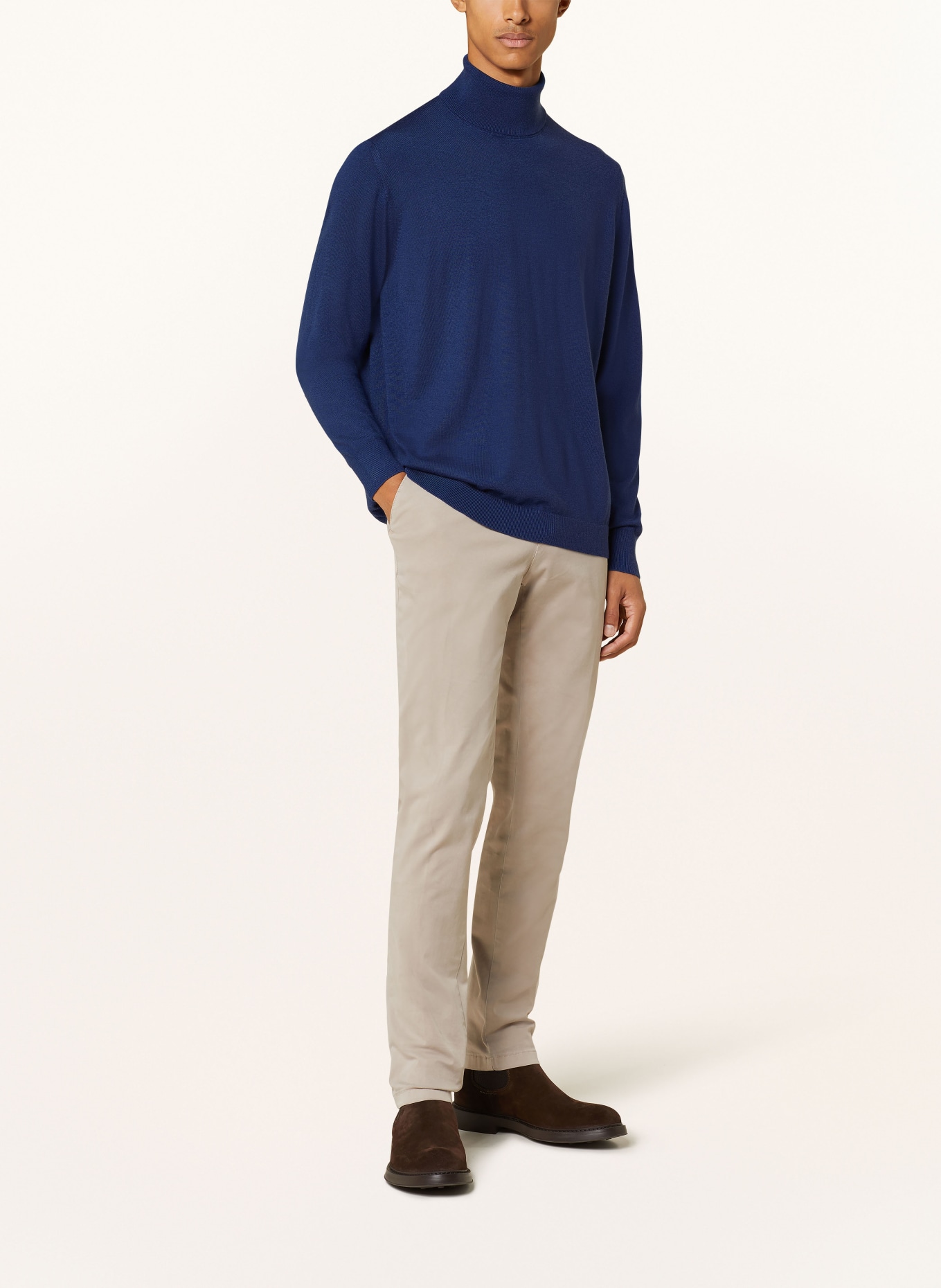 STROKESMAN'S Rollkragenpullover aus Merinowolle: BLAU