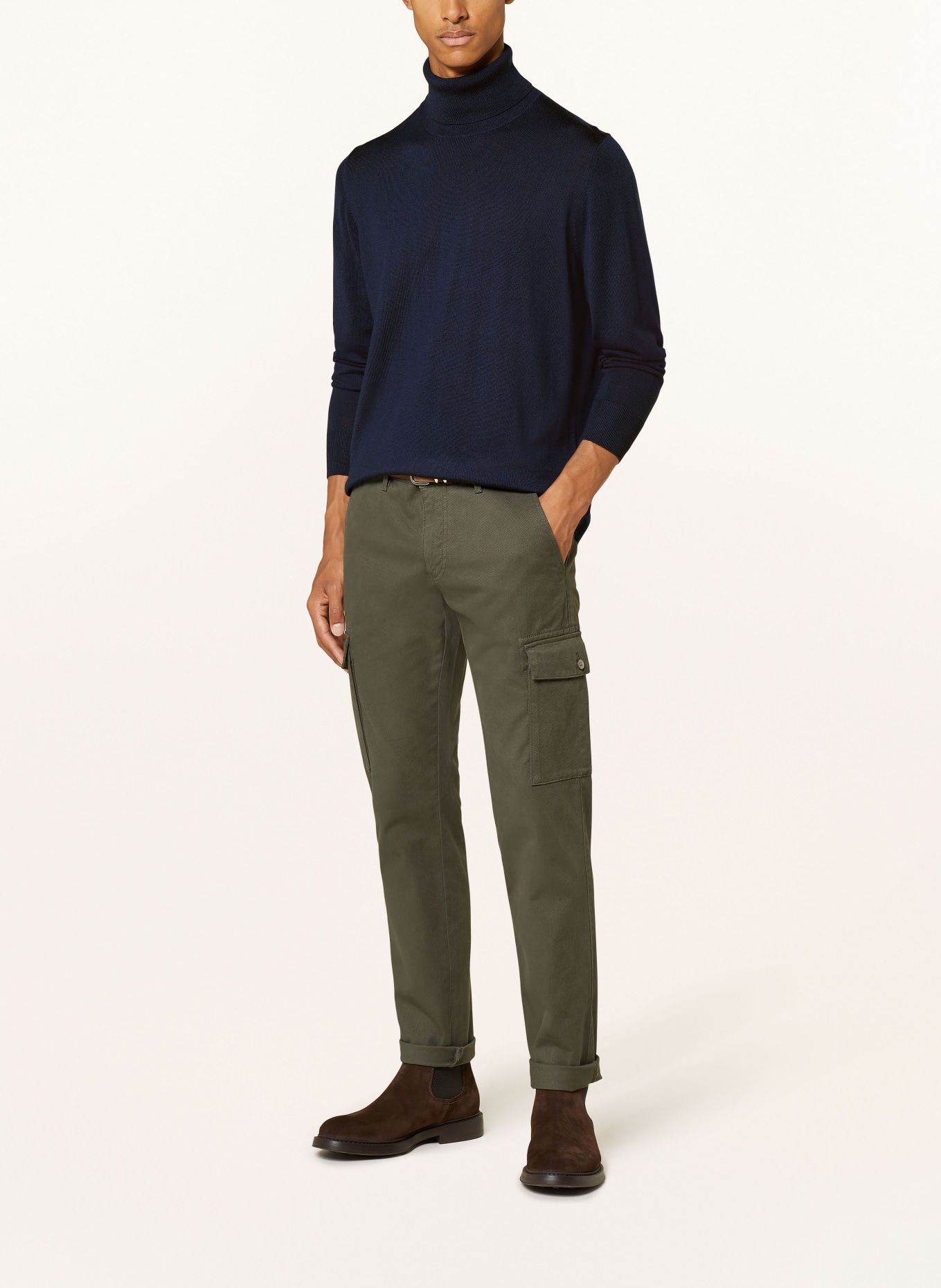STROKESMAN'S Rollkragenpullover aus Merinowolle: DUNKELBLAU