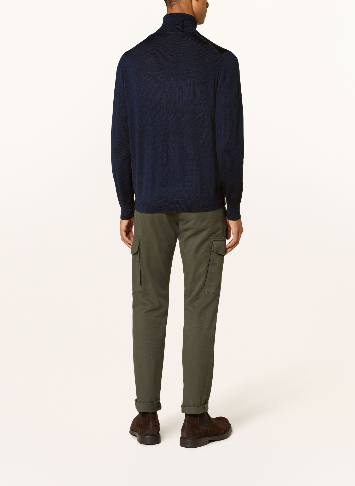 STROKESMAN'S Rollkragenpullover aus Merinowolle: DUNKELBLAU
