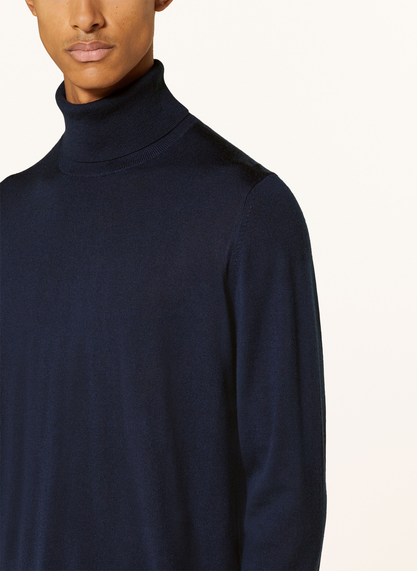 STROKESMAN'S Rollkragenpullover aus Merinowolle: DUNKELBLAU