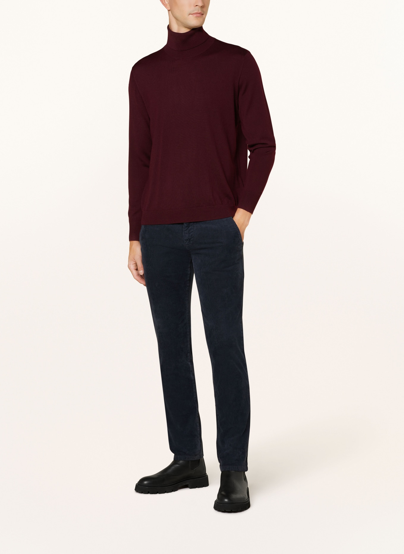 STROKESMAN'S Rollkragenpullover aus Merinowolle: DUNKELROT