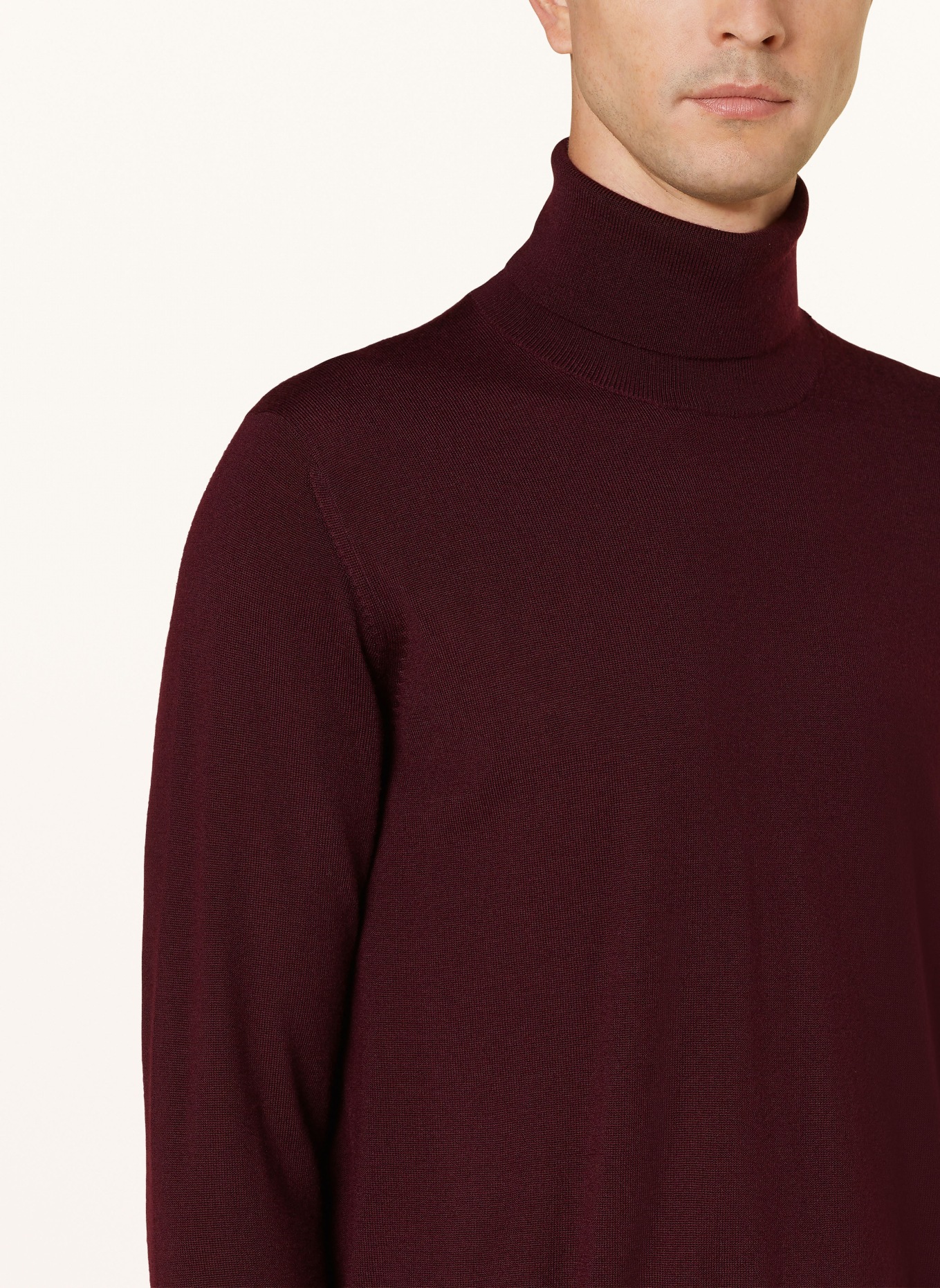 STROKESMAN'S Rollkragenpullover aus Merinowolle: DUNKELROT