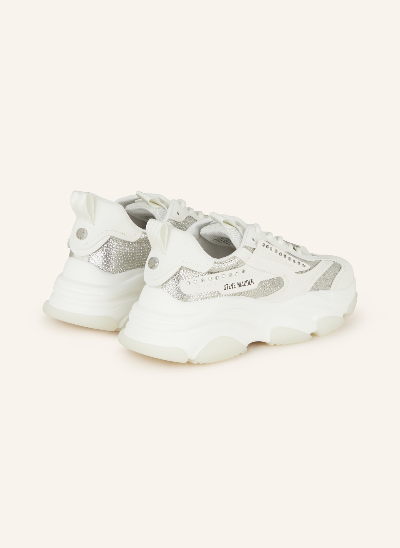 STEVE MADDEN Sneakers POSSESION with decorative gems, Color: WHITE/ SILVER (Image 2)