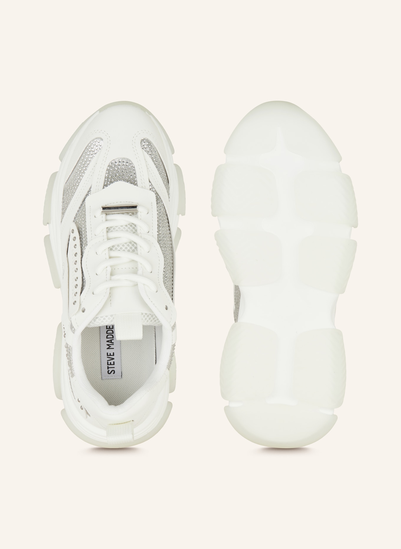 STEVE MADDEN Sneakers POSSESION with decorative gems, Color: WHITE/ SILVER (Image 5)