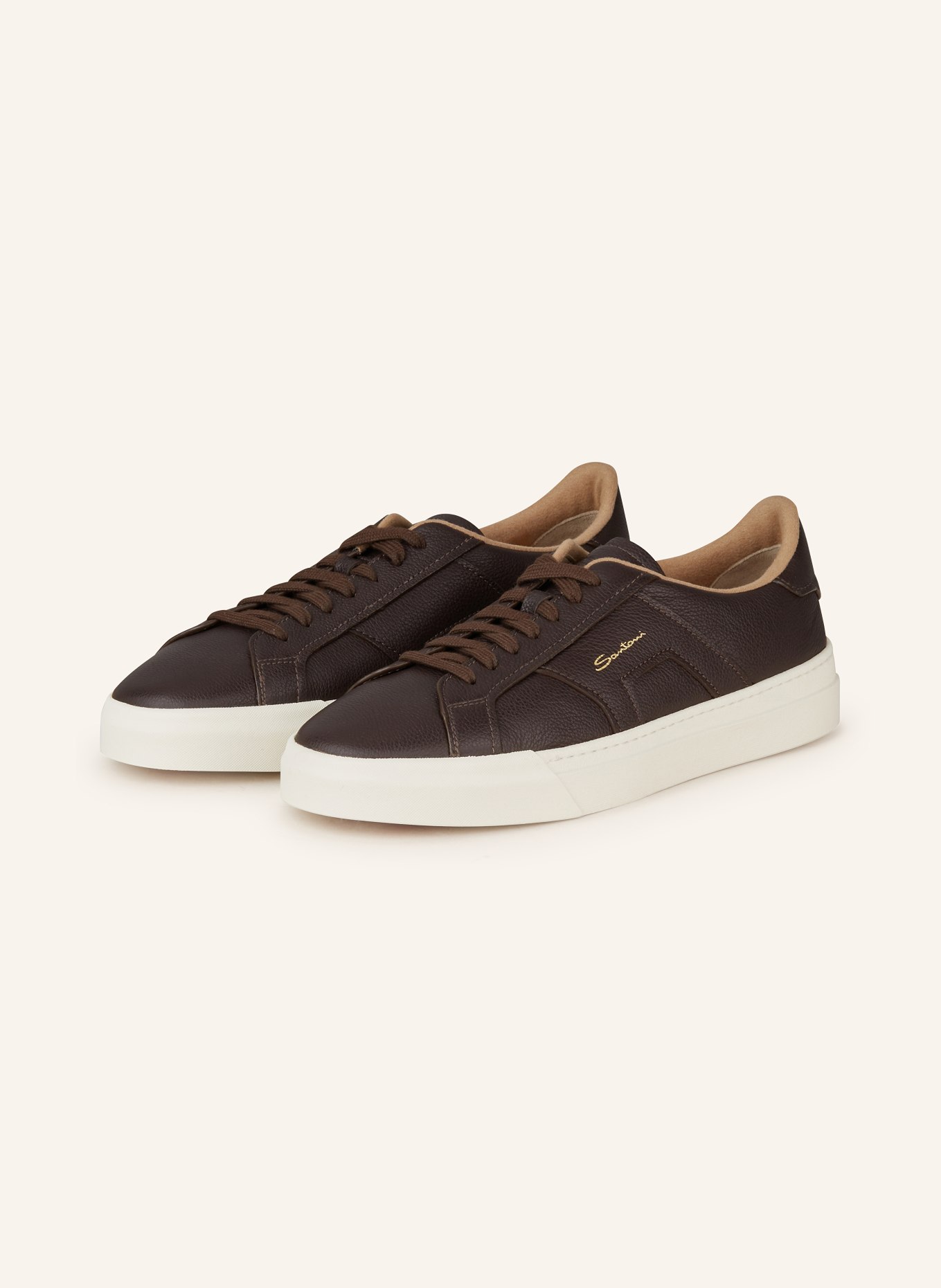 スニーカー SANTONI Men Sneakers Brown MBPL22072FARTSE2 E50 Santoni - Bounce Brown Leather Runner Sneaker | Mitchell Stores