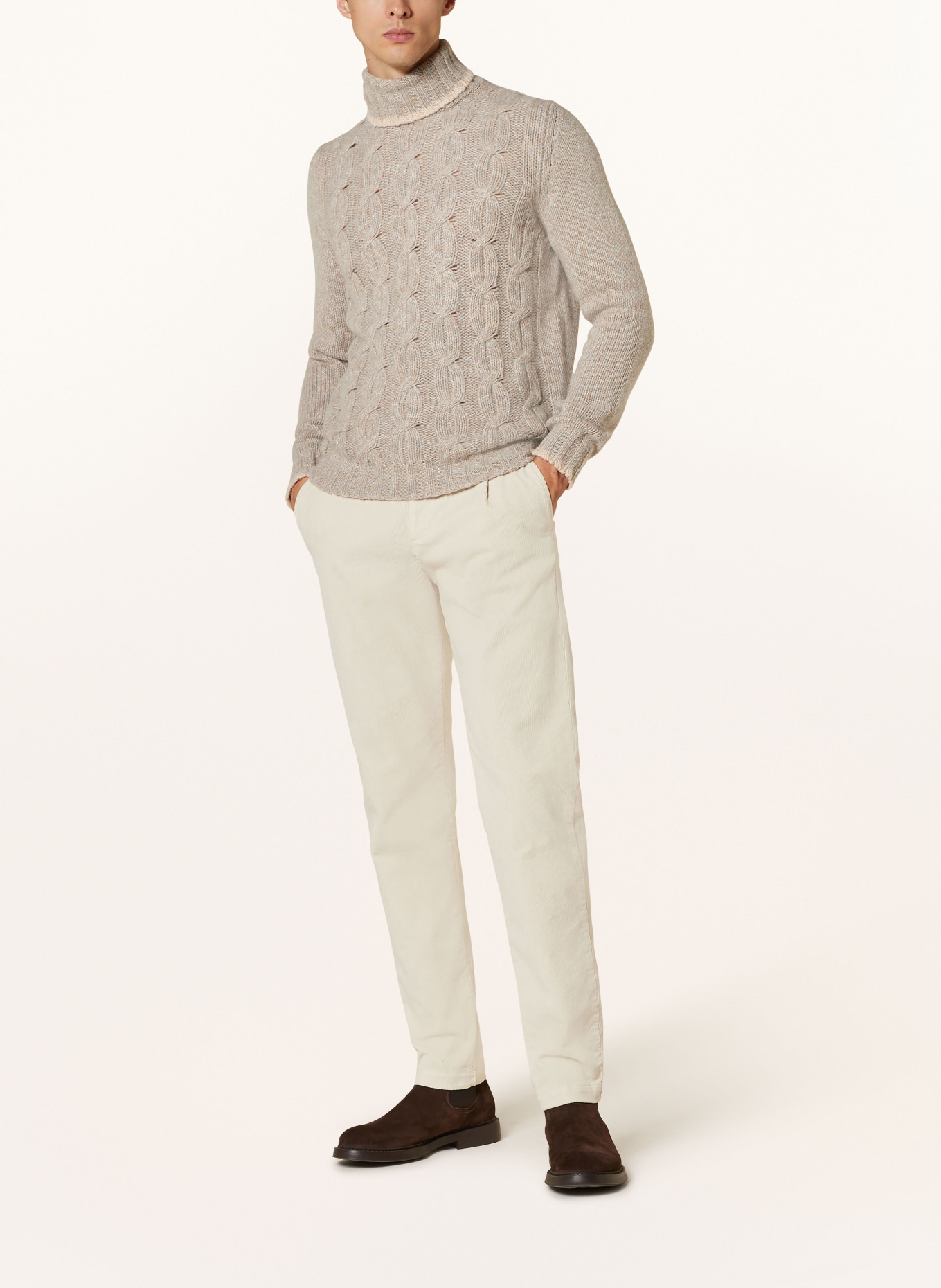 FEDELI Rollkragenpullover mit Alpaka: BEIGE