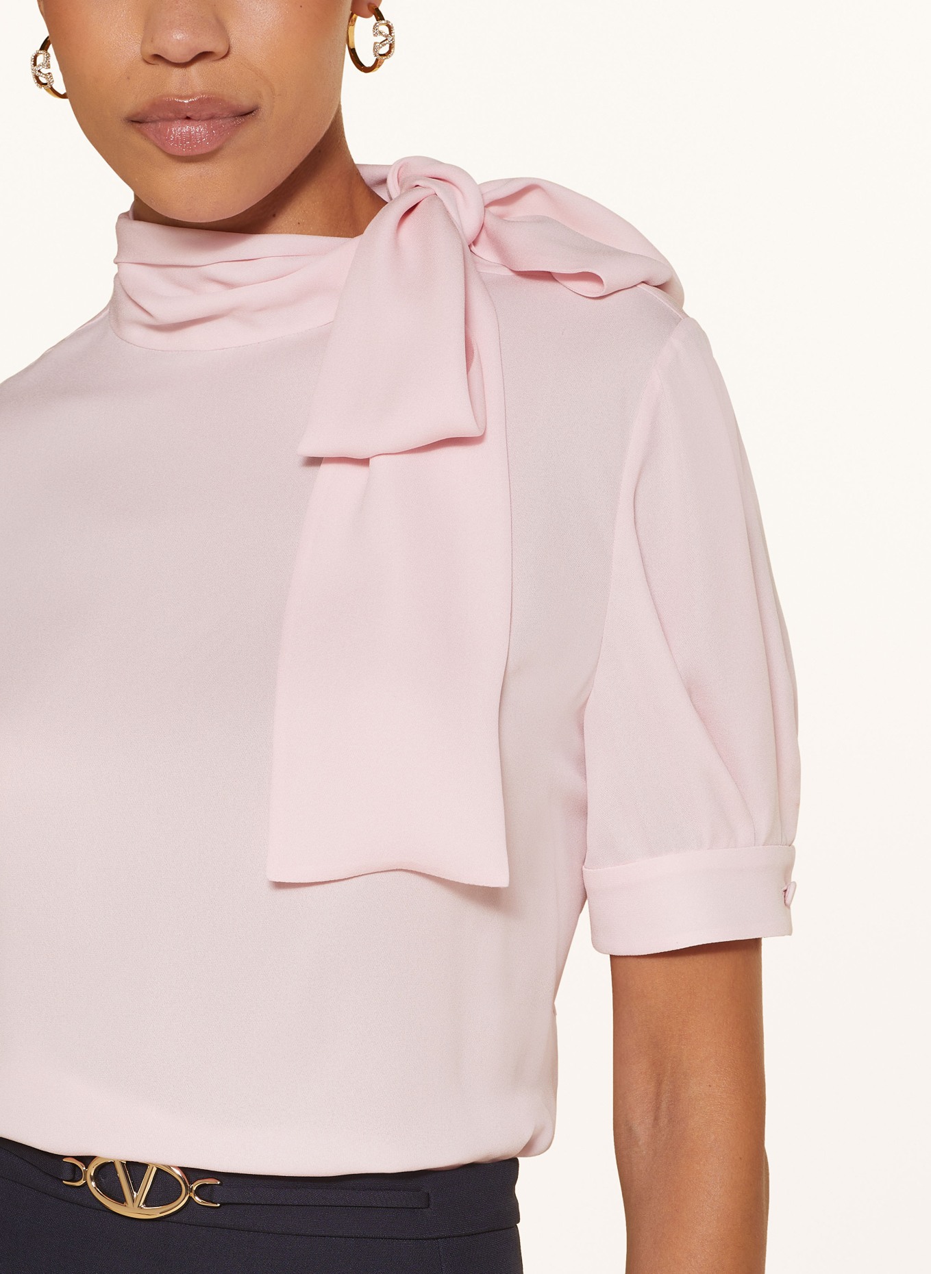 VALENTINO Shirt blouse made of silk with bow: PINK
