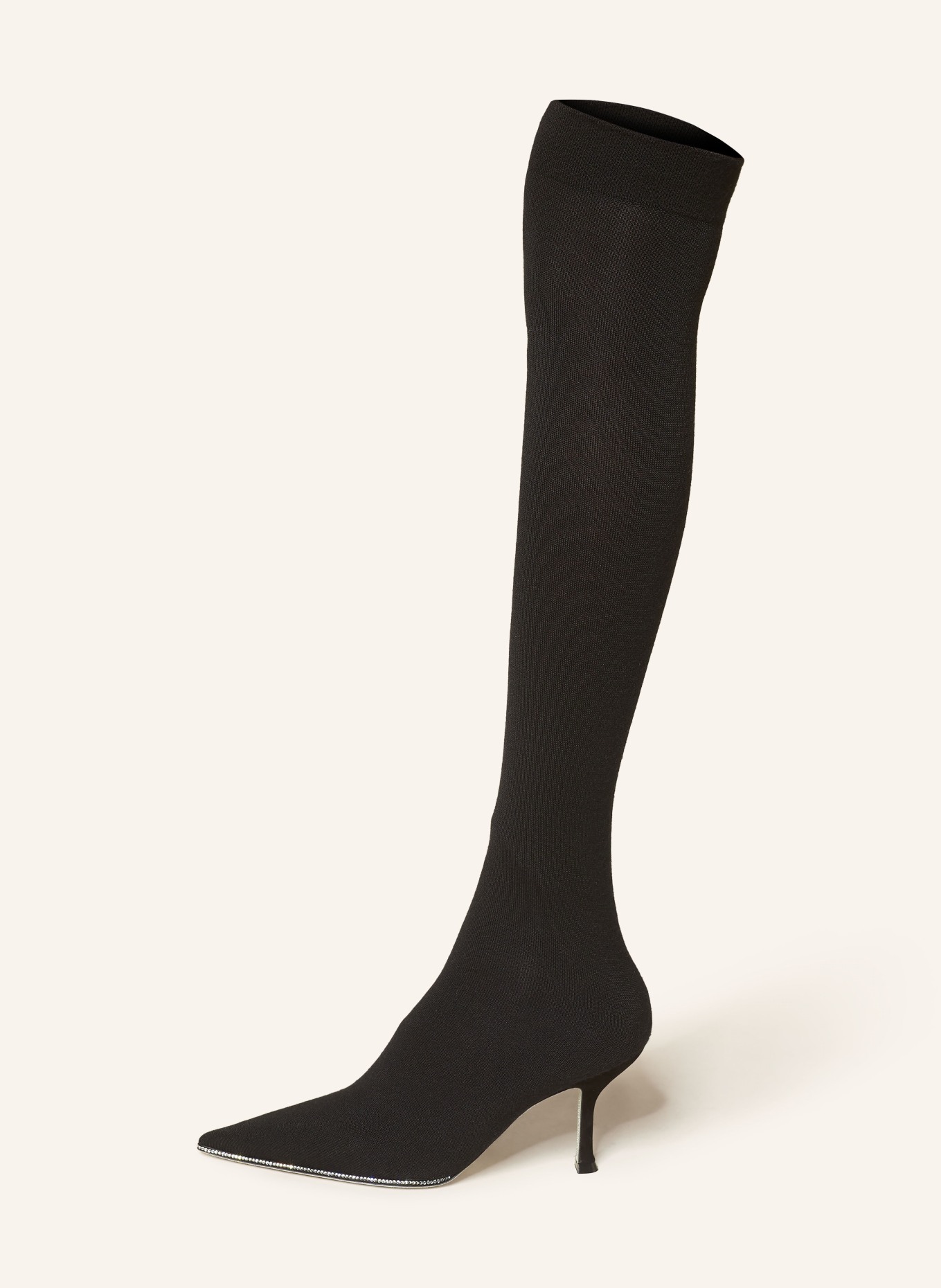 RENE CAOVILLA Overknee-Stiefel mit Schmucksteinen: SCHWARZ