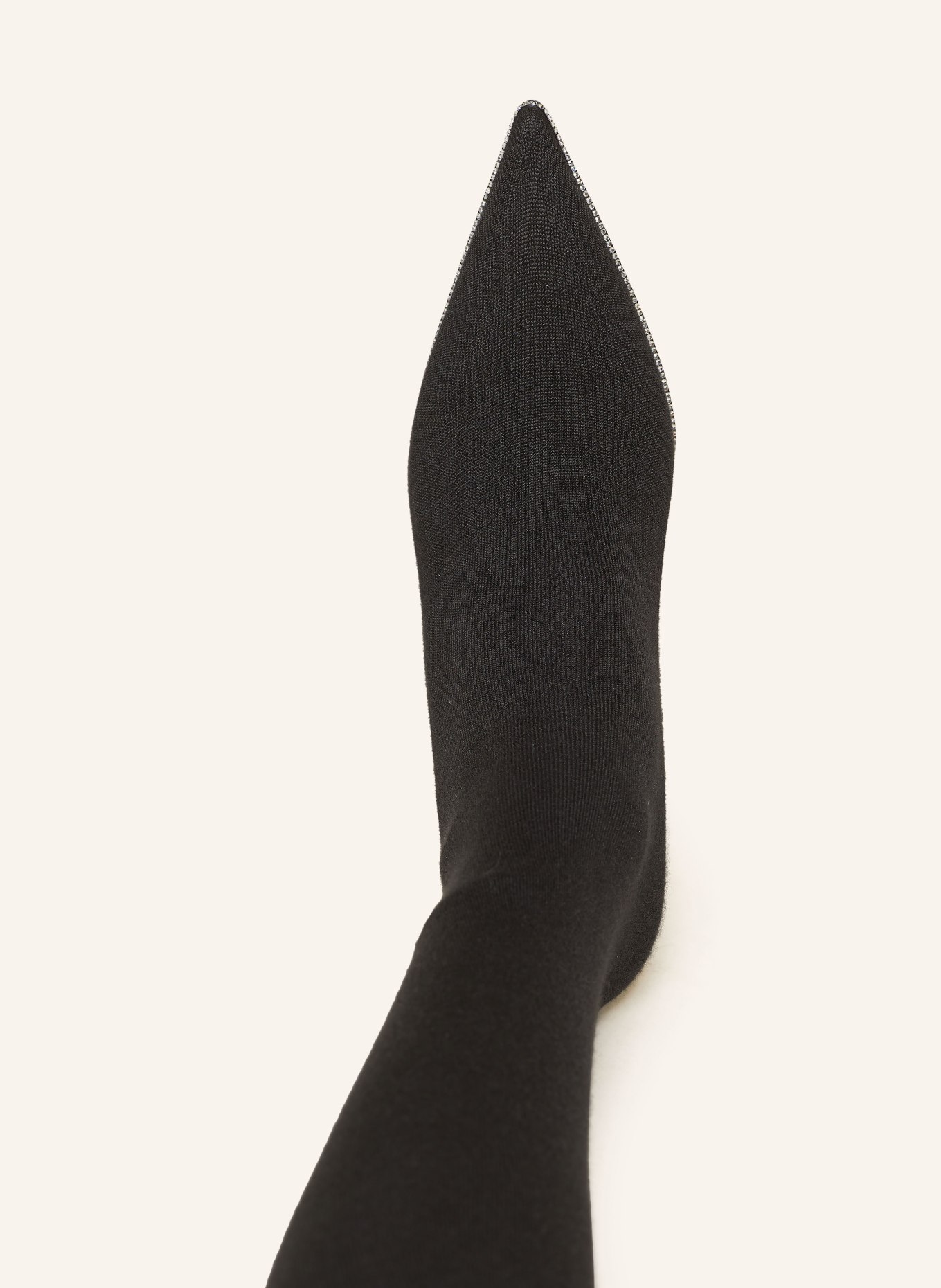 RENE CAOVILLA Overknee-Stiefel mit Schmucksteinen: SCHWARZ