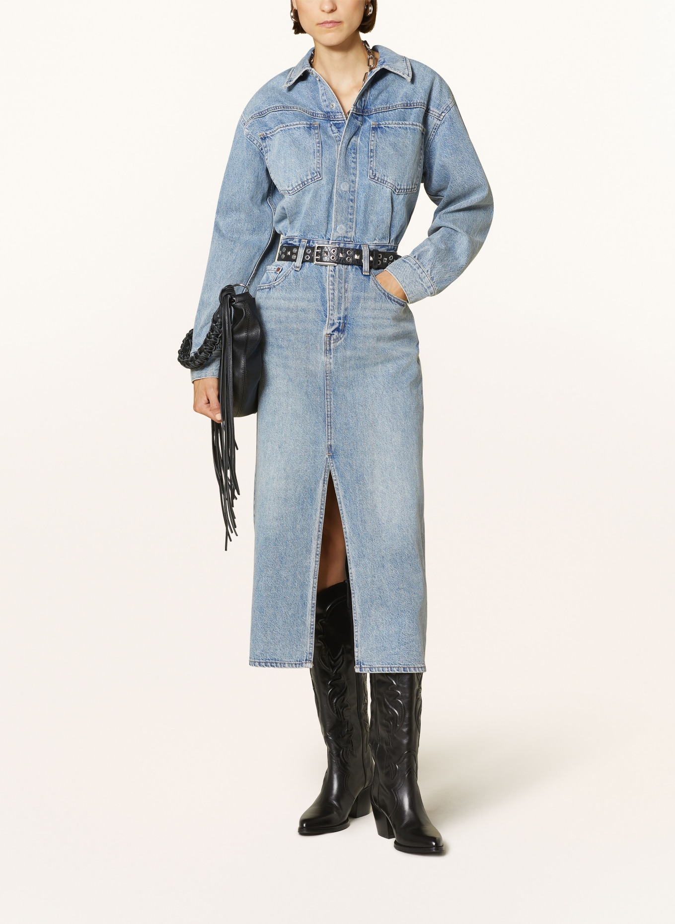 Denim dress western sale