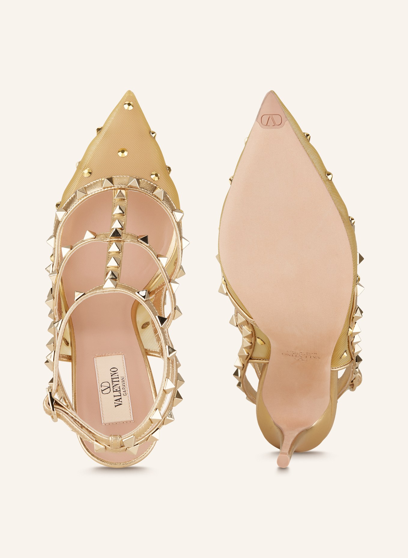 VALENTINO GARAVANI Slingpumps mit Nieten: GOLD