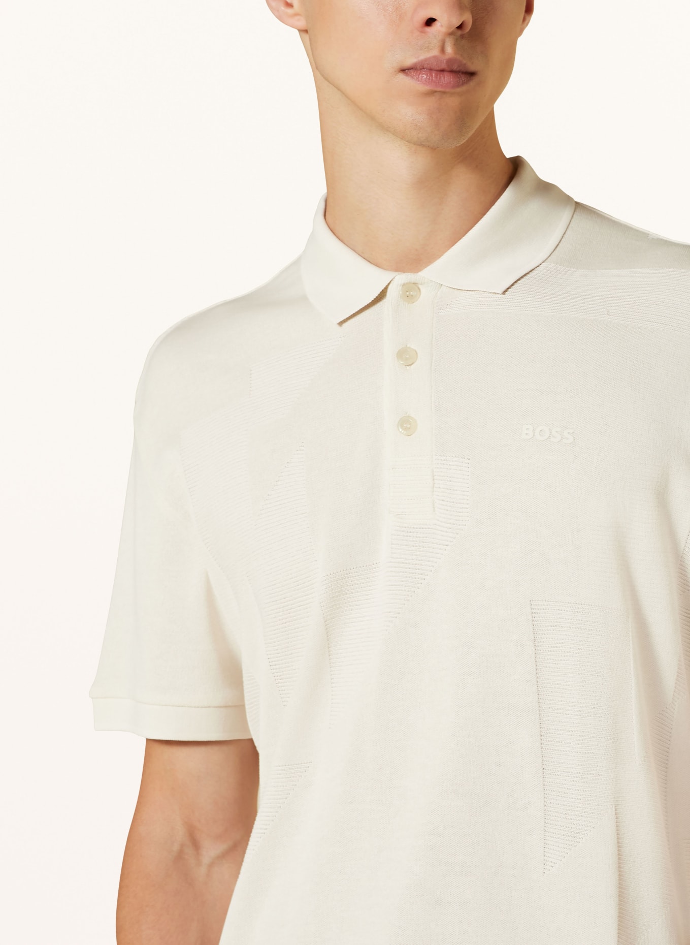 BOSS Knitted polo shirt PADDY relaxed fit, Color: CREAM (Image 4)