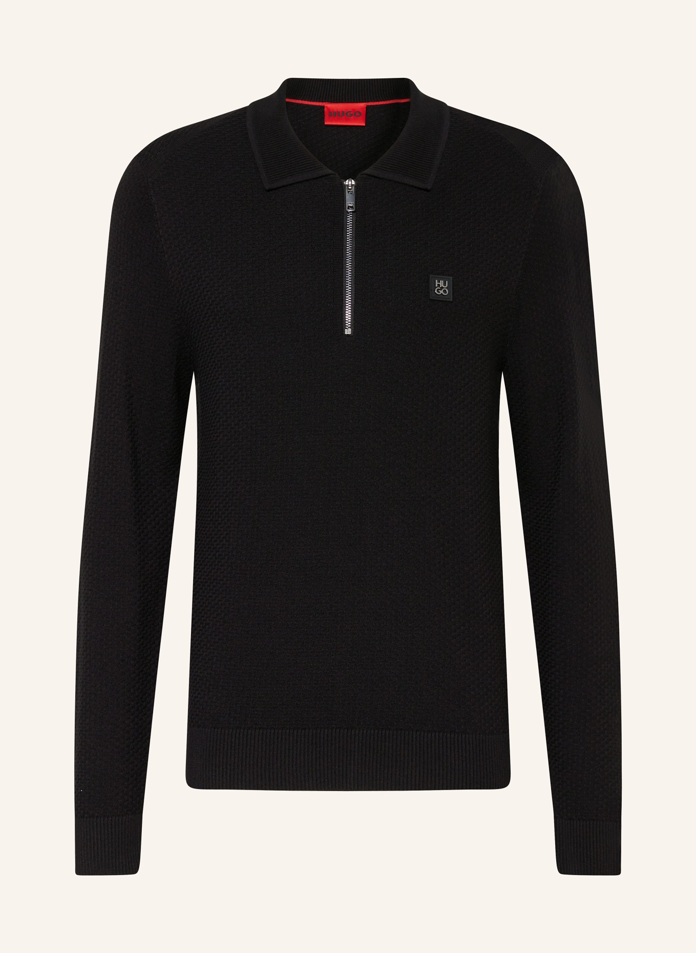 HUGO Strick-Poloshirt SASTOON, Farbe: SCHWARZ (Bild 1)