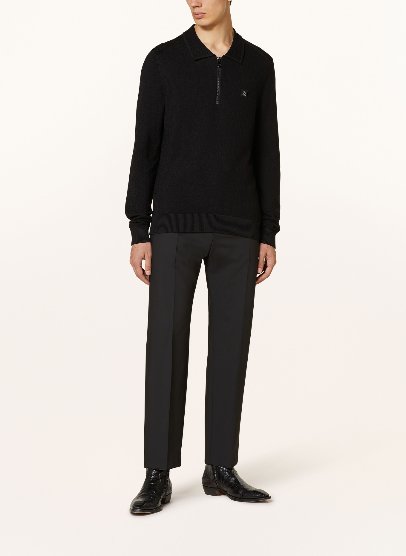 HUGO Strick-Poloshirt SASTOON, Farbe: SCHWARZ (Bild 2)
