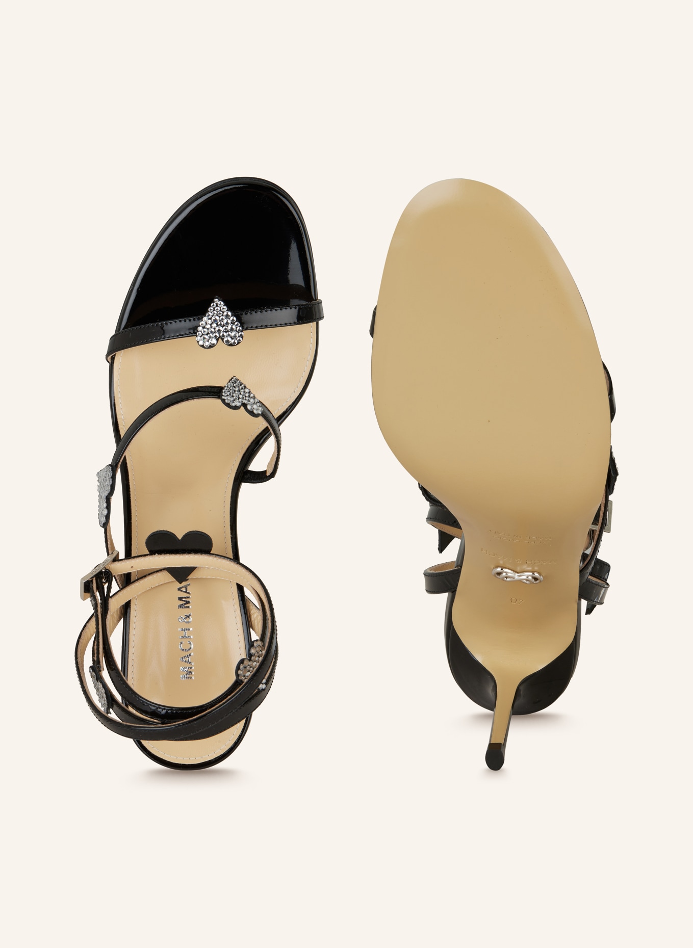 MACH & MACH Sandaletten mit Schmucksteinen: SCHWARZ