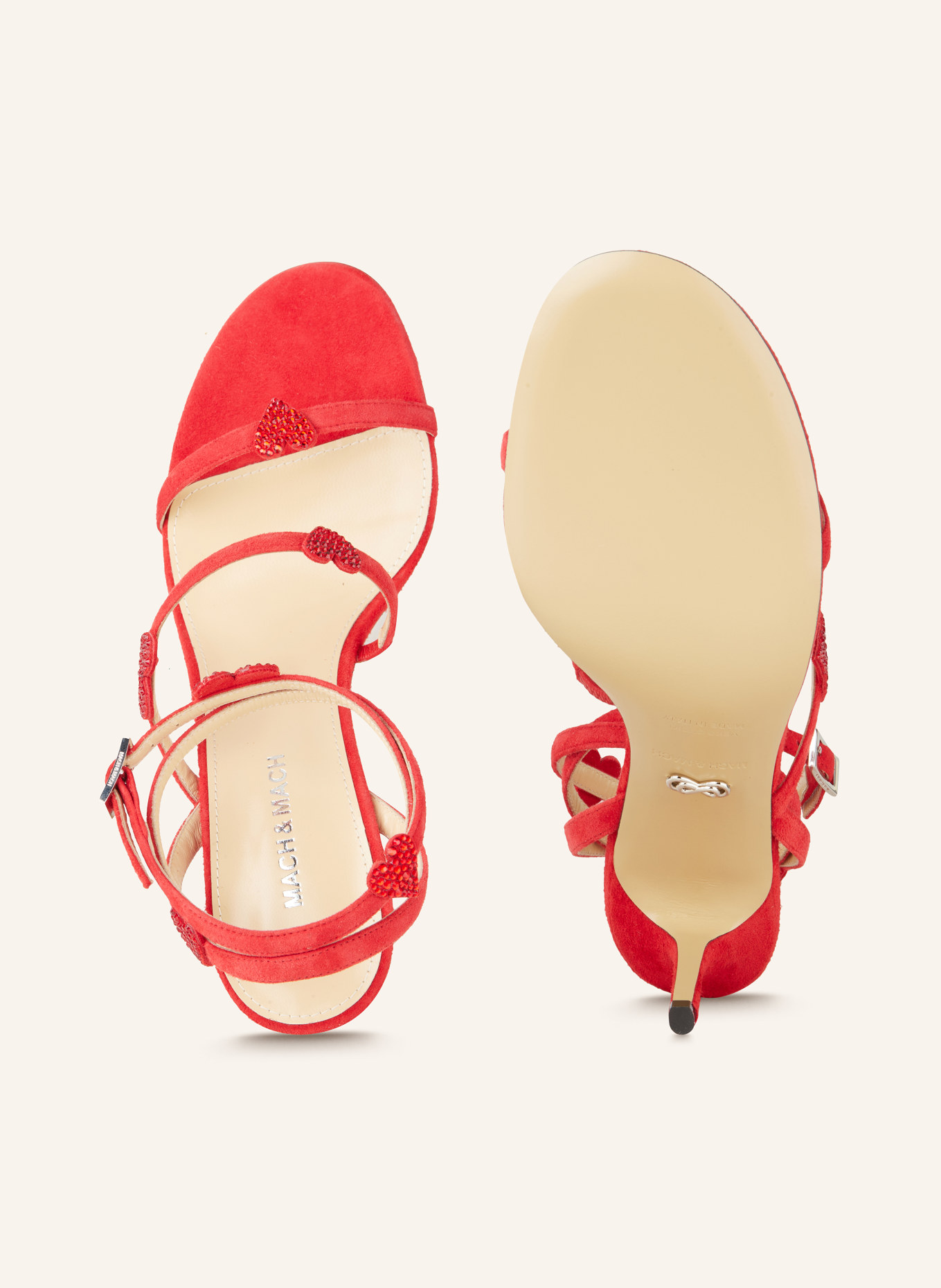 MACH & MACH Sandaletten mit Schmucksteinen: ROT