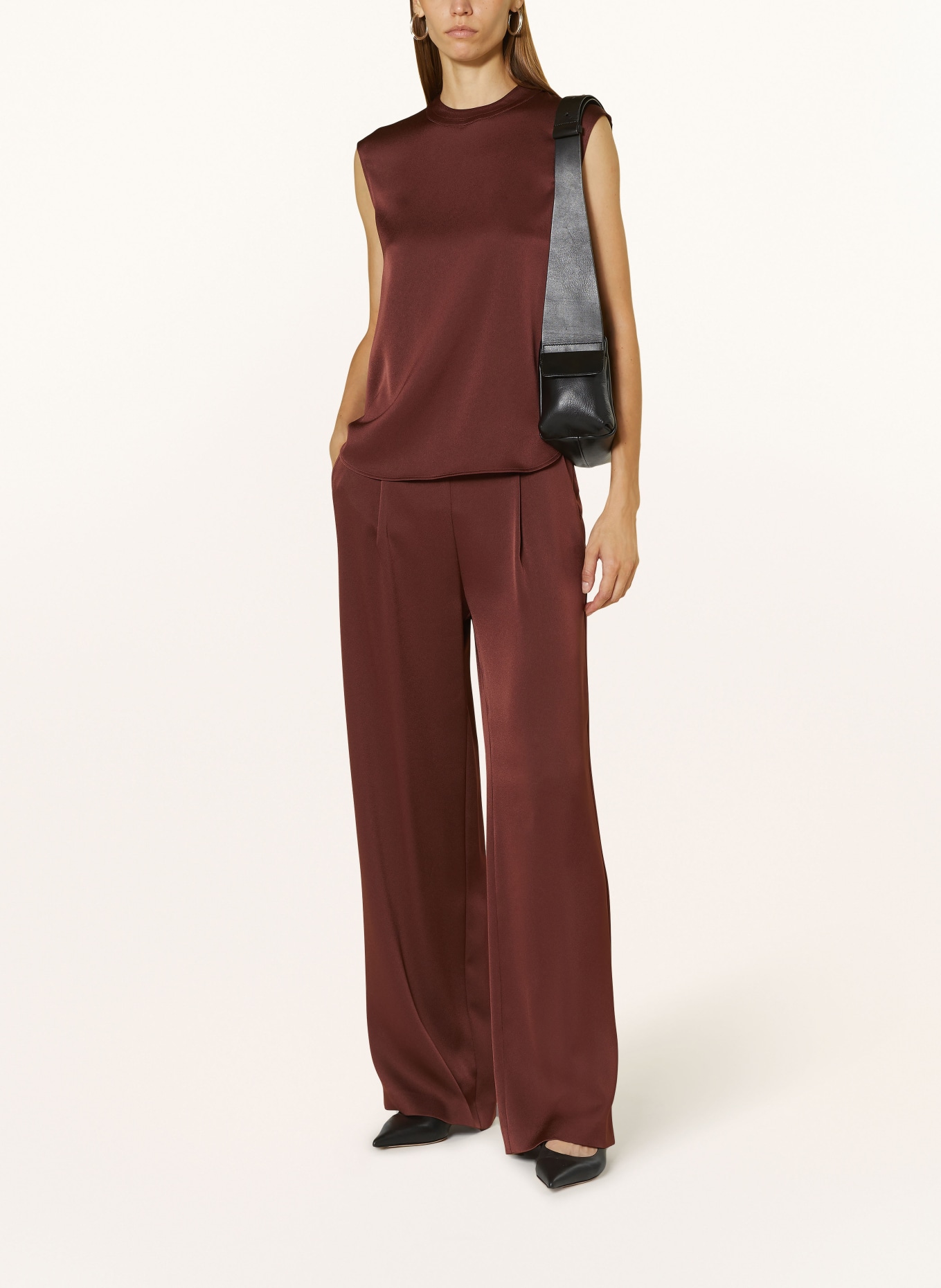 windsor. Wide leg trousers in satin, Color: DARK RED (Image 2)