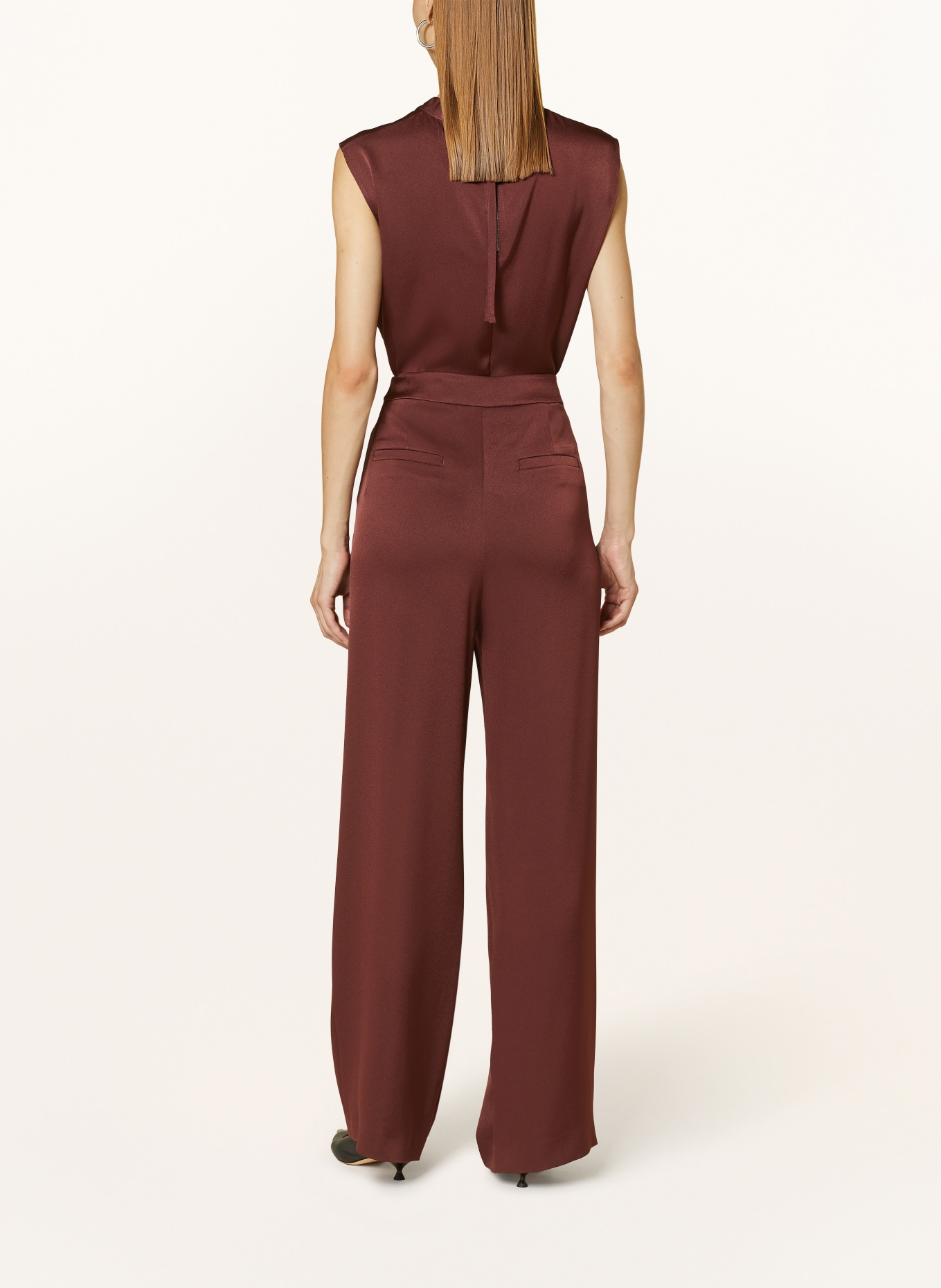 windsor. Wide leg trousers in satin, Color: DARK RED (Image 3)