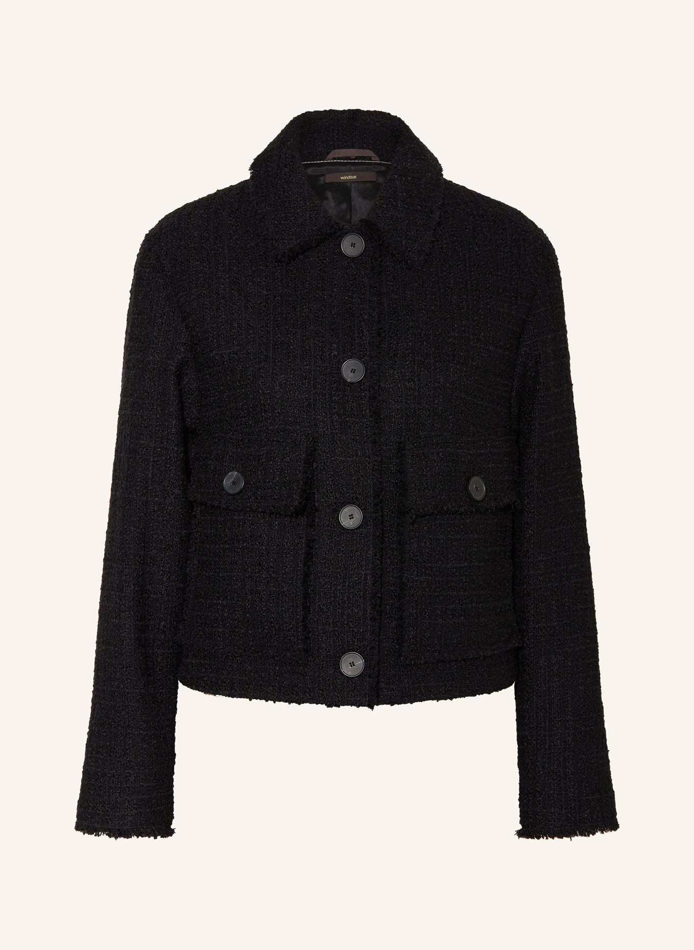 windsor. Boxy jacket in bouclé, Color: BLACK (Image 1)