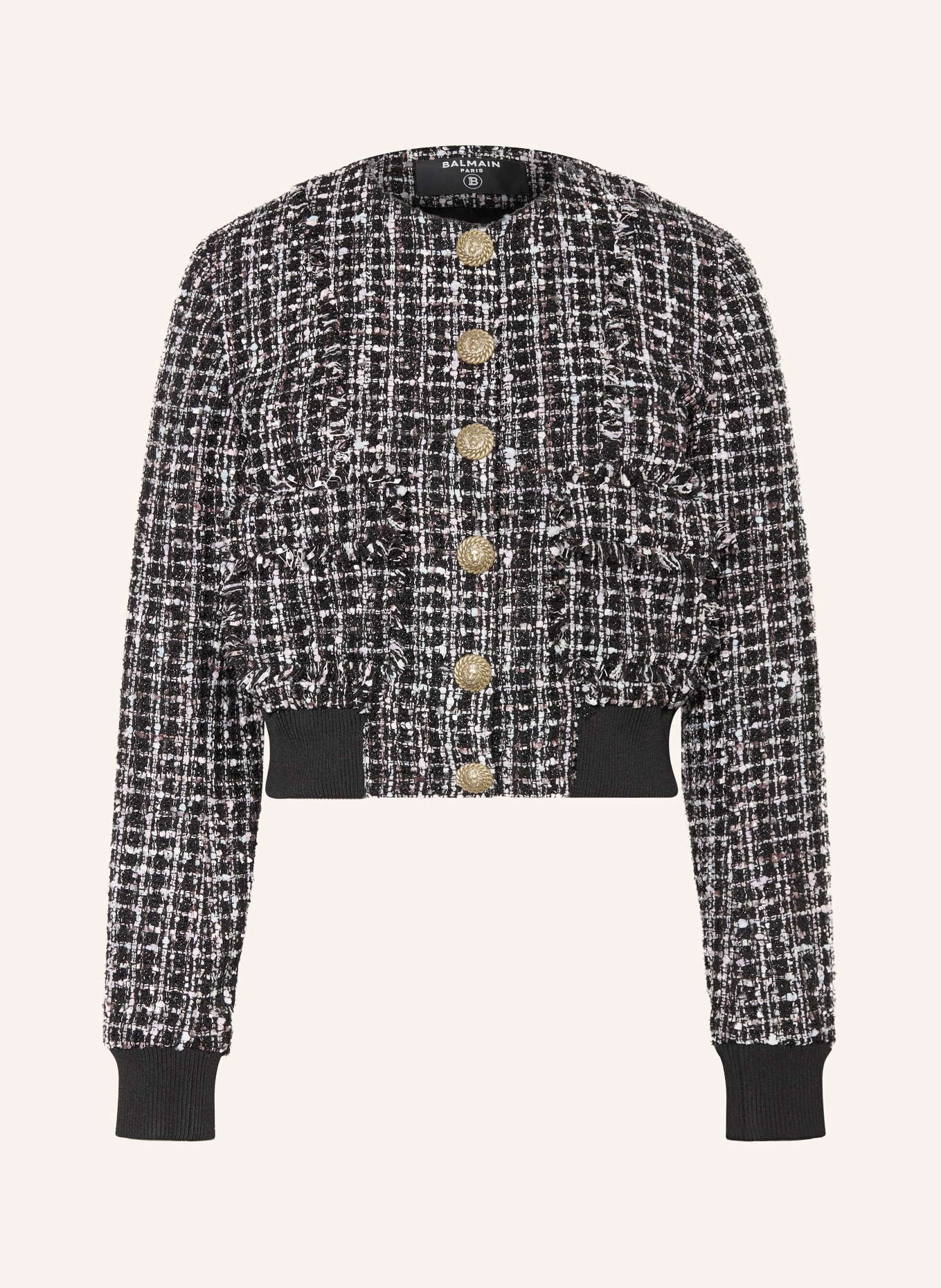 BALMAIN Boucle bomber jacket with glitter thread