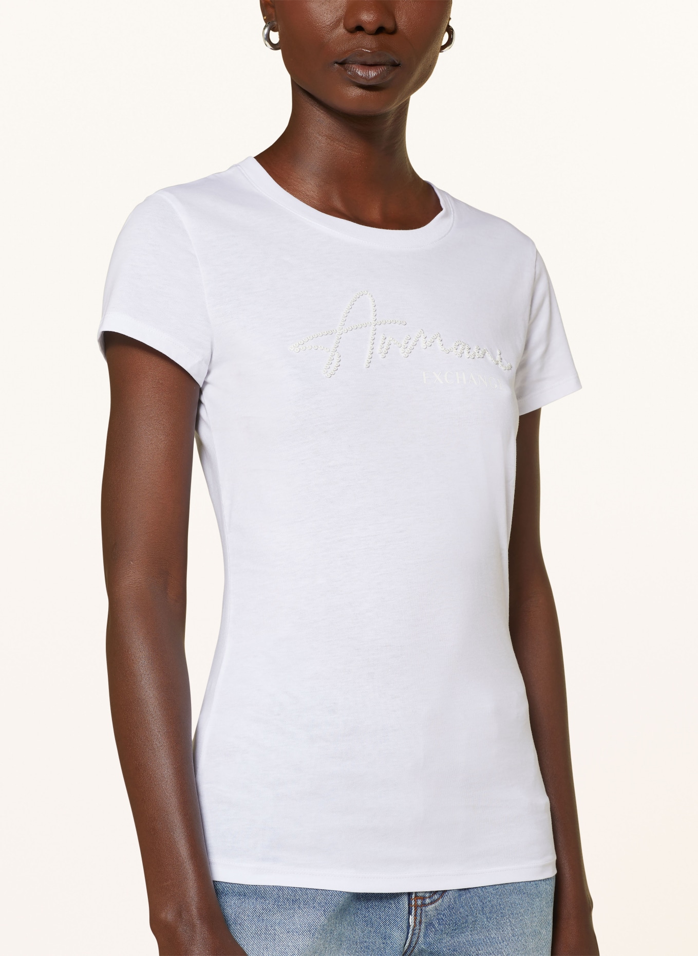 ARMANI EXCHANGE T-Shirt mit Pailletten, Farbe: WEISS (Bild 4)