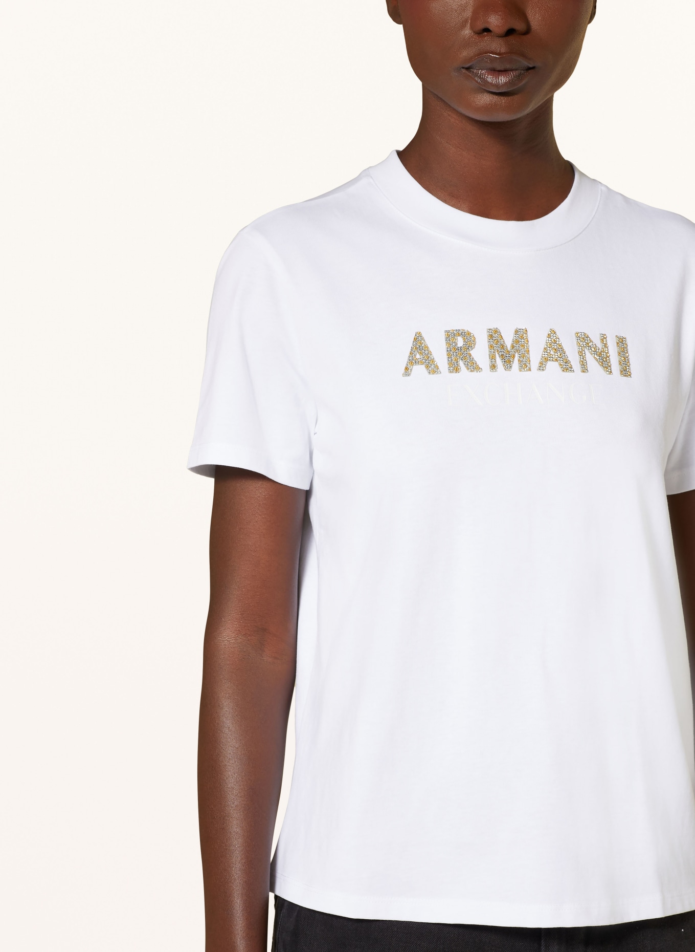 ARMANI EXCHANGE T-shirt with decorative gems, Color: WHITE (Image 4)