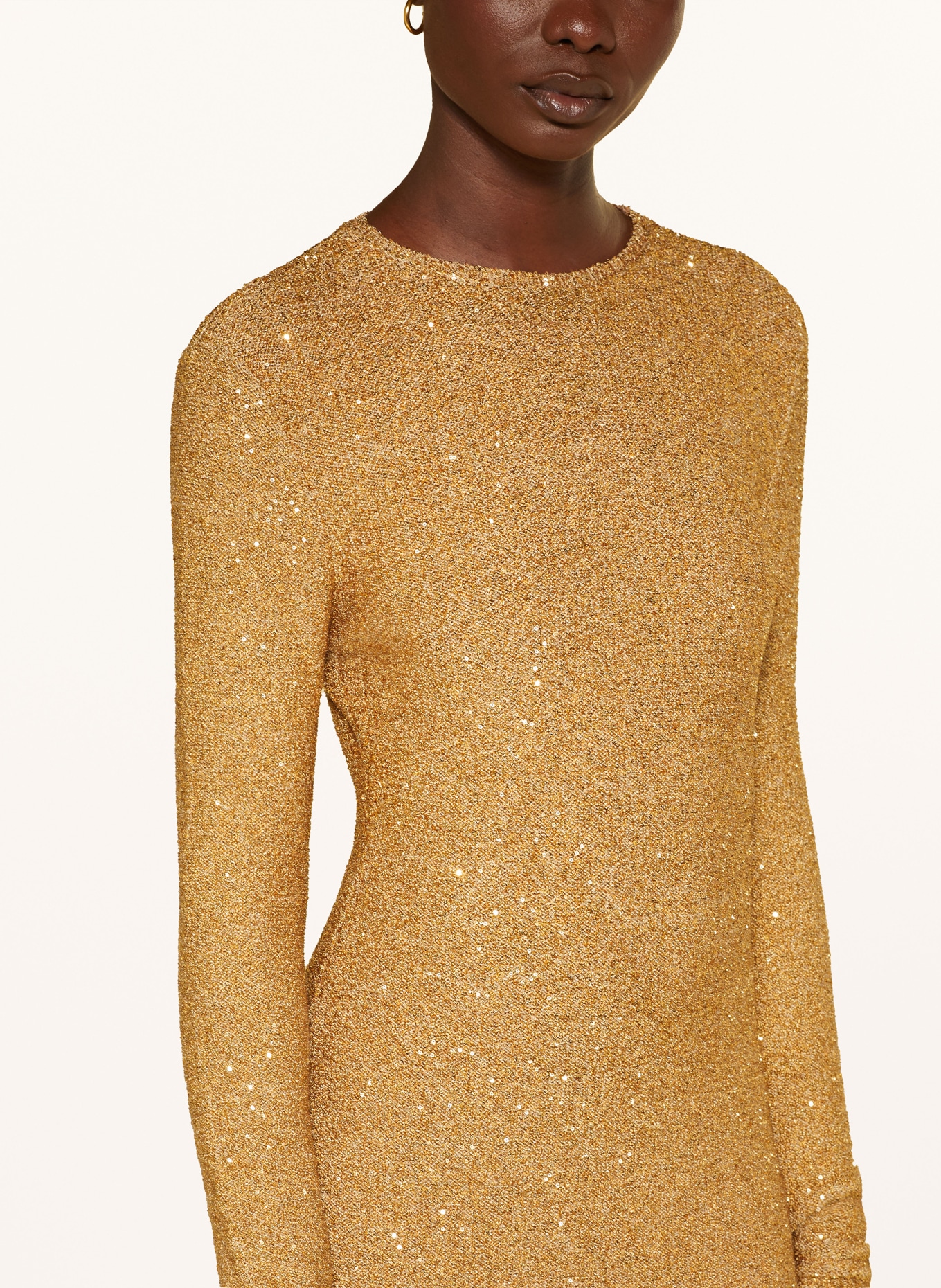 FABIANA FILIPPI Sheath dress in knit fabric with sequins in gold