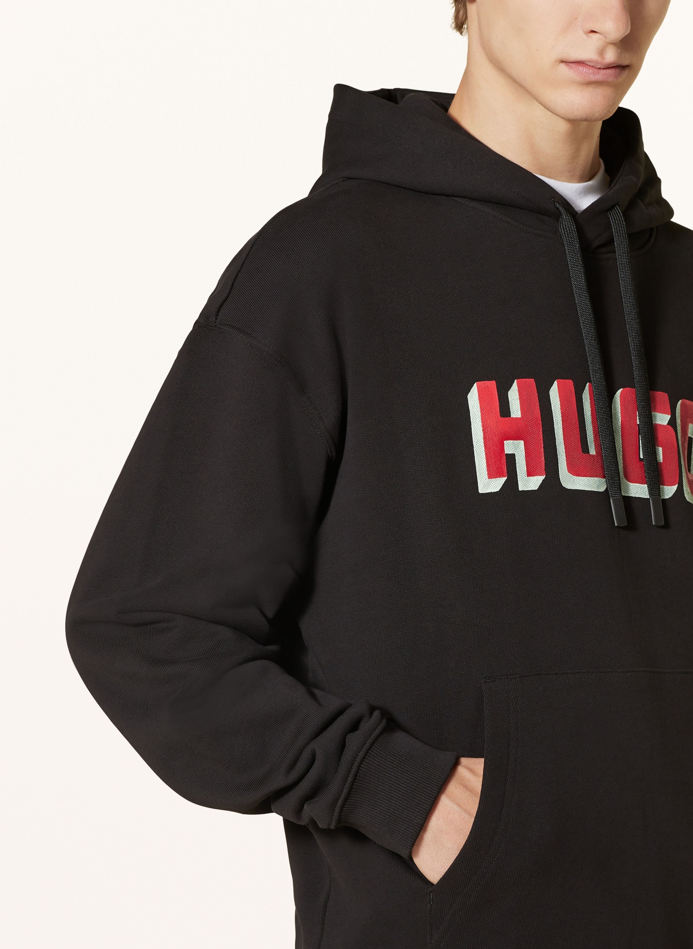 HUGO Sweat à capuche DIQUERIO: NOIR