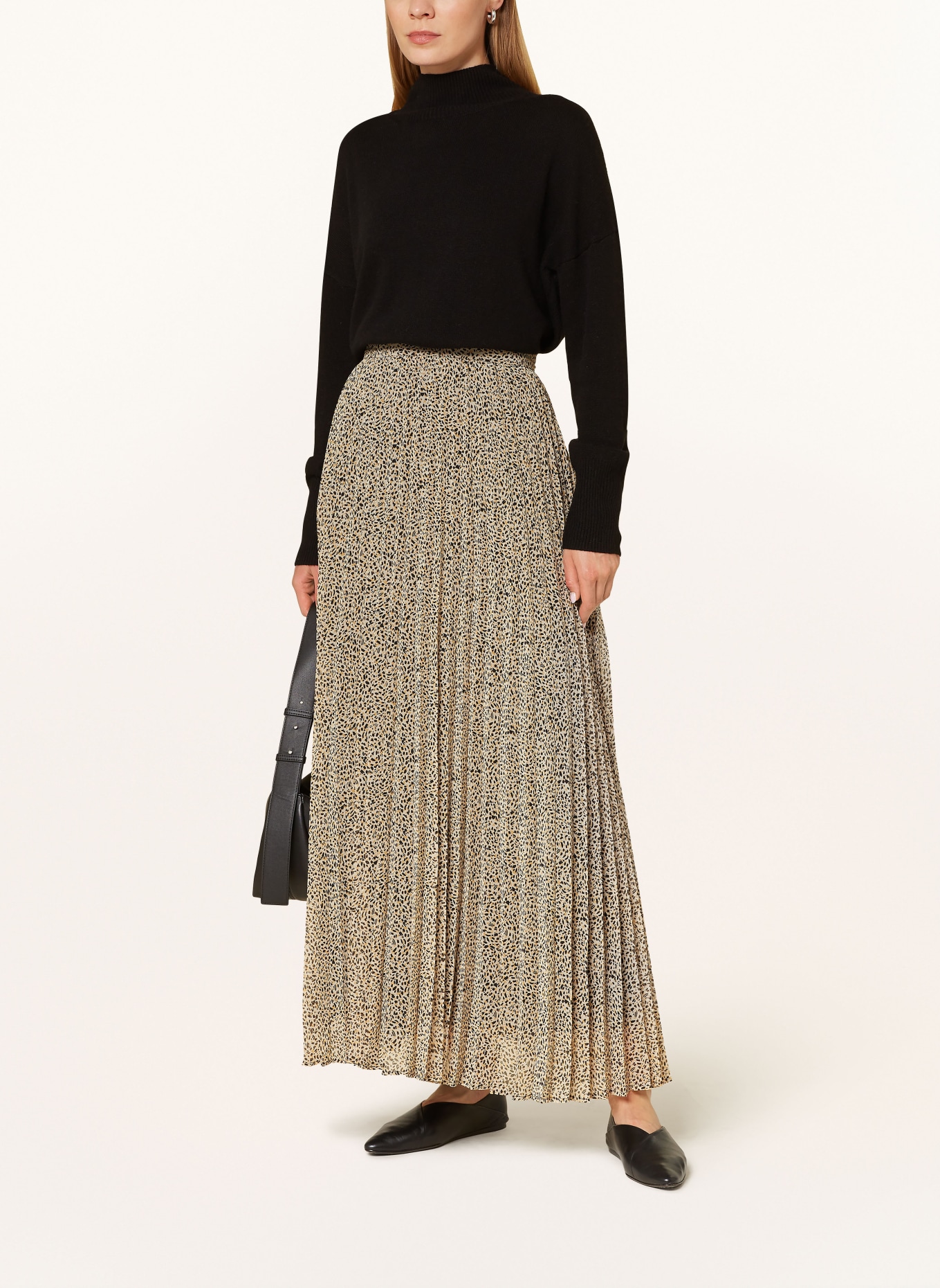 MARELLA Pleated skirt FINEZZA, Color: BEIGE/ BLACK/ LIGHT ORANGE (Image 2)