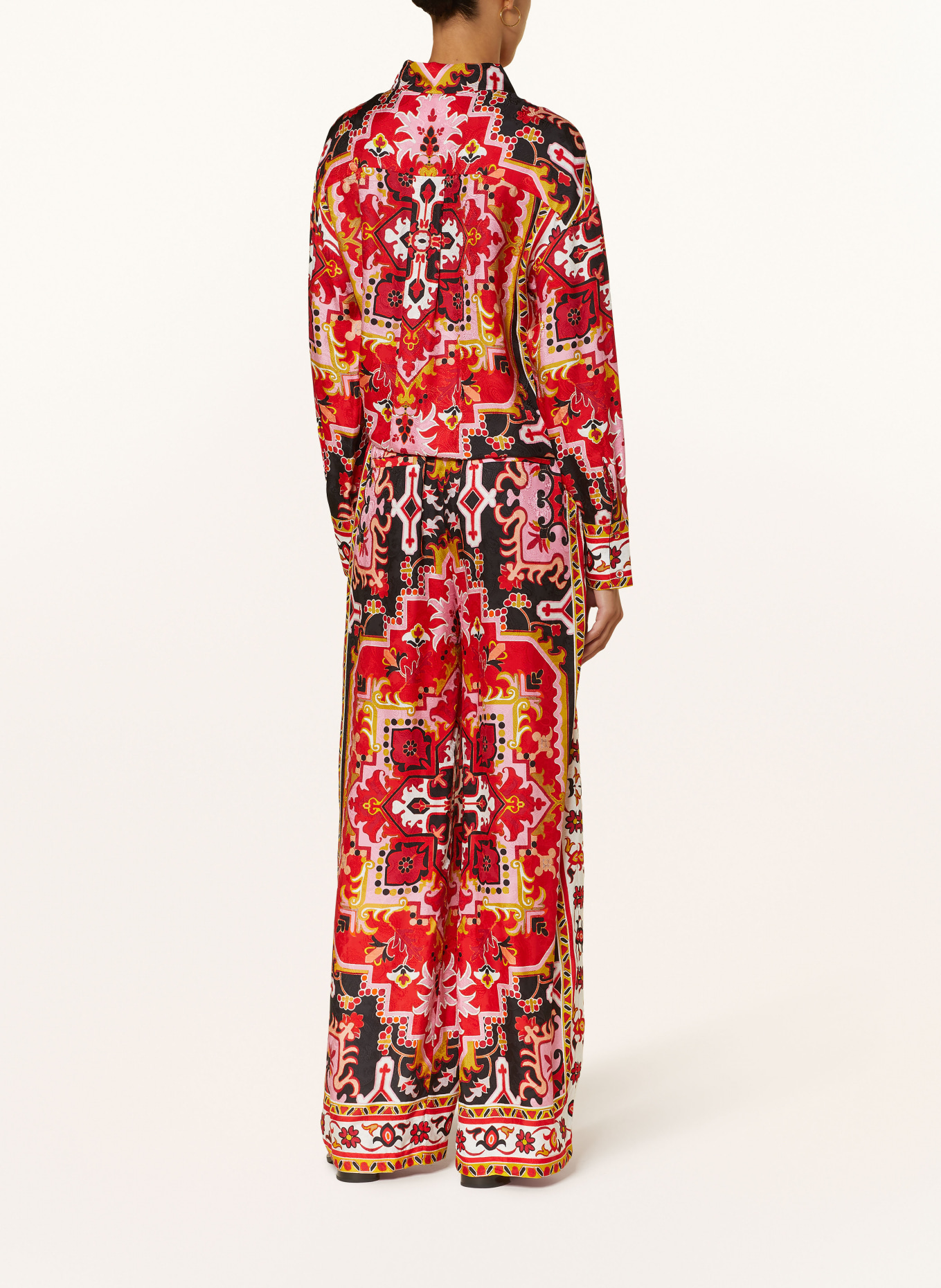 MRS & HUGS Marlene-broek: DONKERROOD / ROZE / GEEL