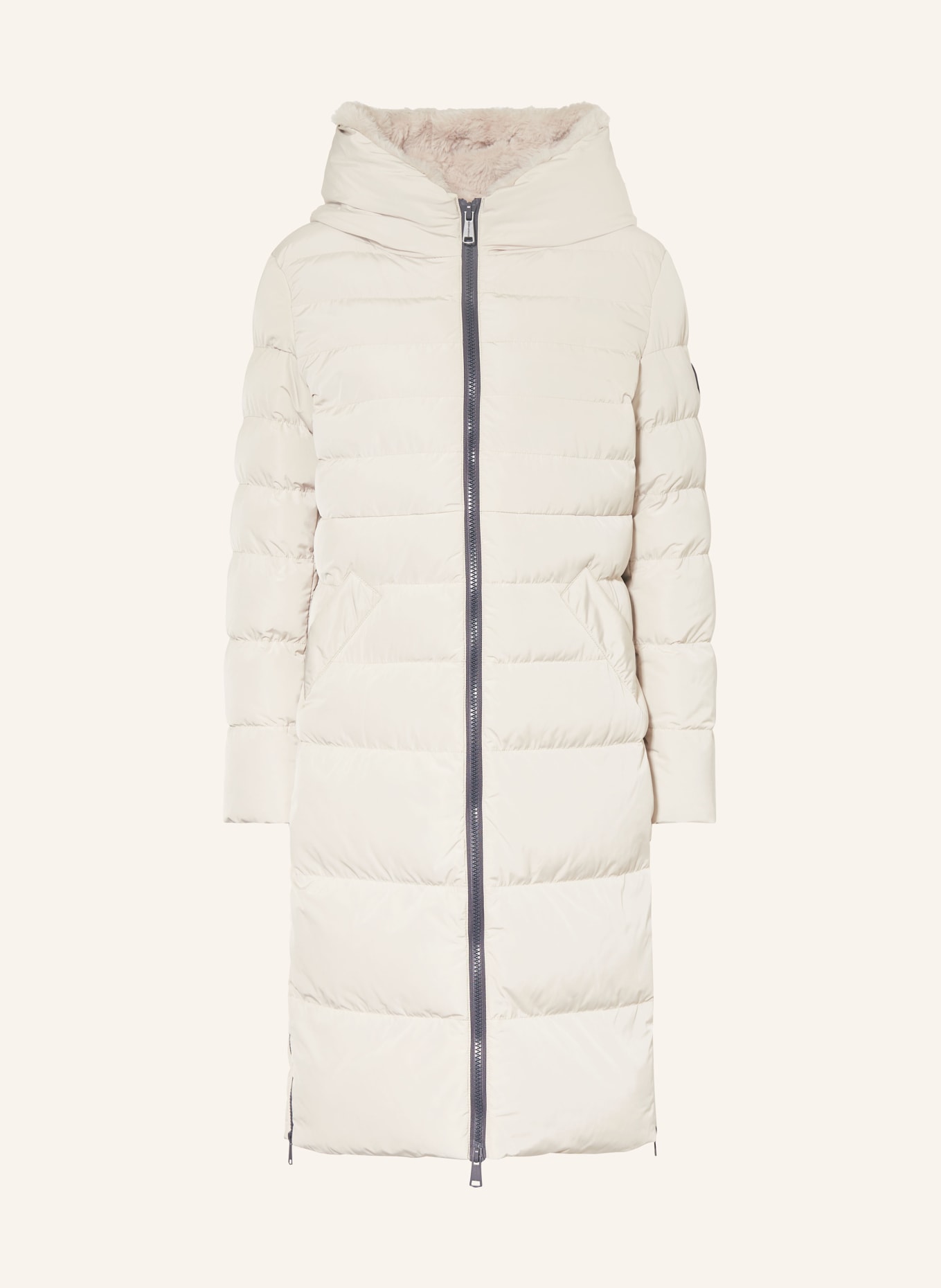 RINO PELLE Quilted coat with faux fur in ecru