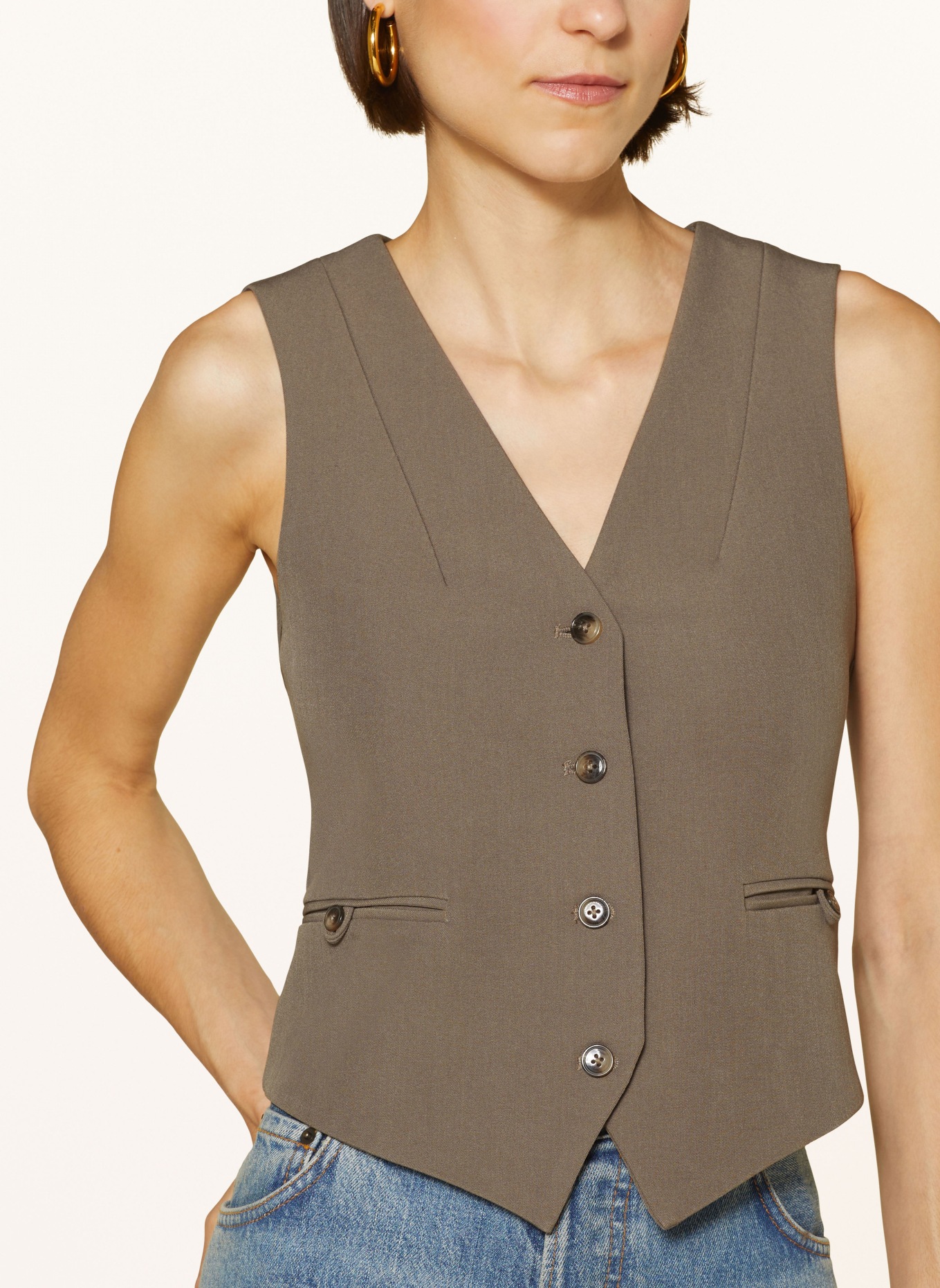 MRS & HUGS Blazer vest, Color: DARK BROWN (Image 4)