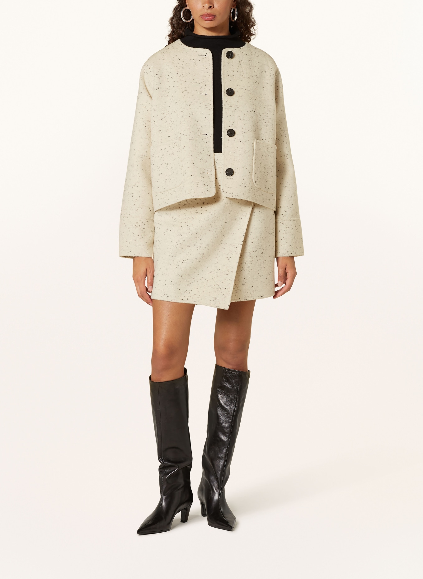 MRS & HUGS Kastenjacke: ECRU/ SCHWARZ