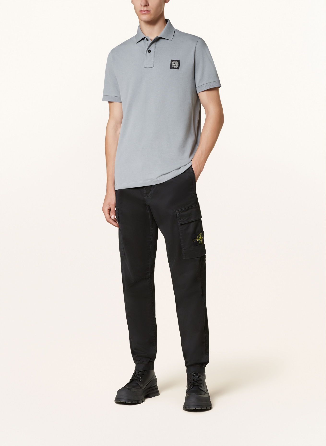 STONE ISLAND Pique polo shirt slim fit in gray