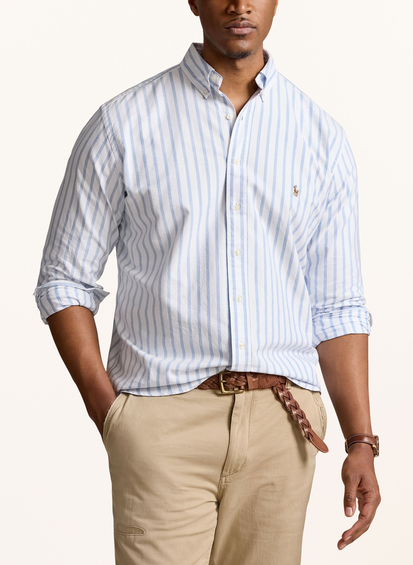POLO RALPH LAUREN Big Tall Oxford shirt classic fit in white blue