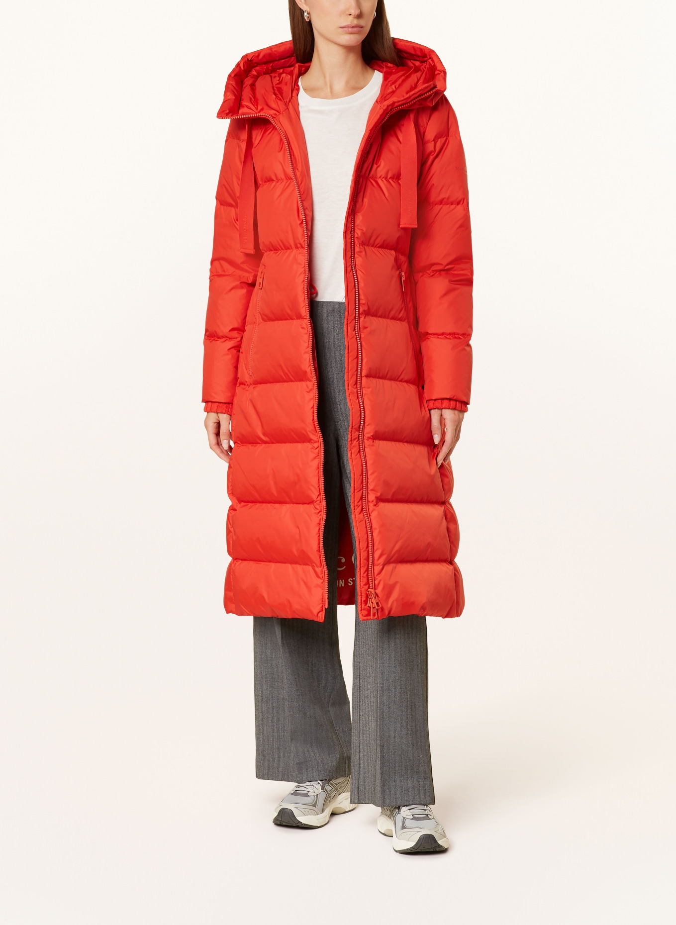 Long Coat Daunenmantel Marco Polo Rot Puffer Daunenmantel Lang
