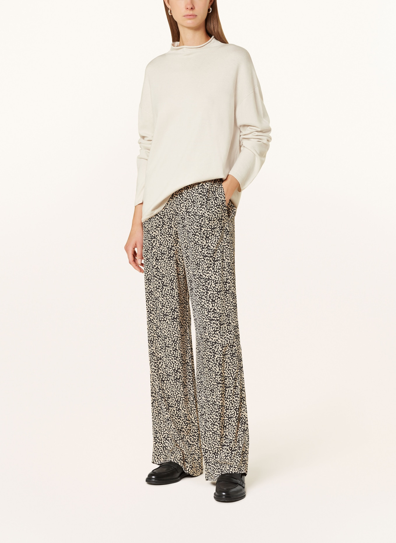 Marc O'Polo Wide leg trousers: BLACK/ BEIGE