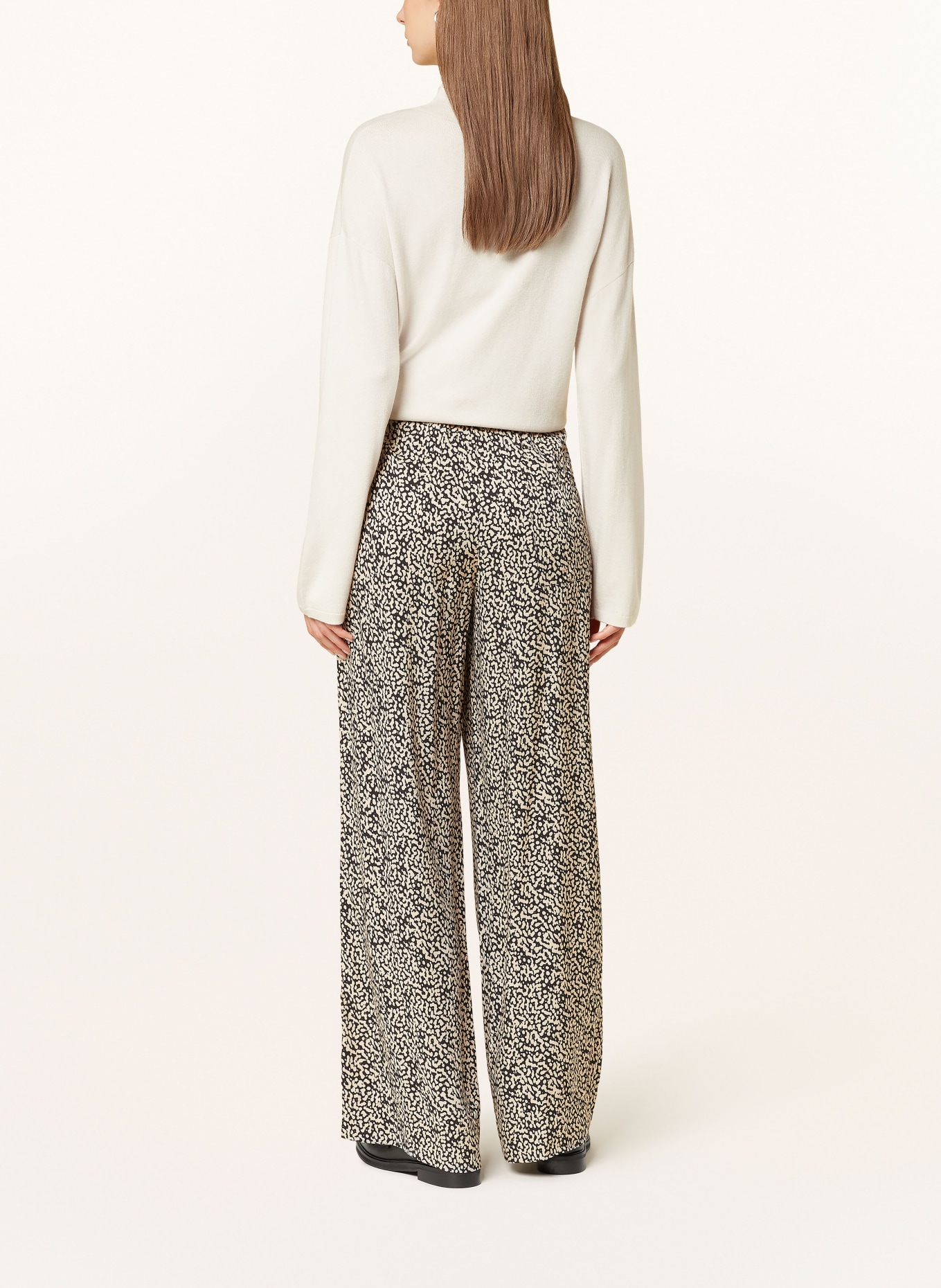Marc O'Polo Wide leg trousers: BLACK/ BEIGE