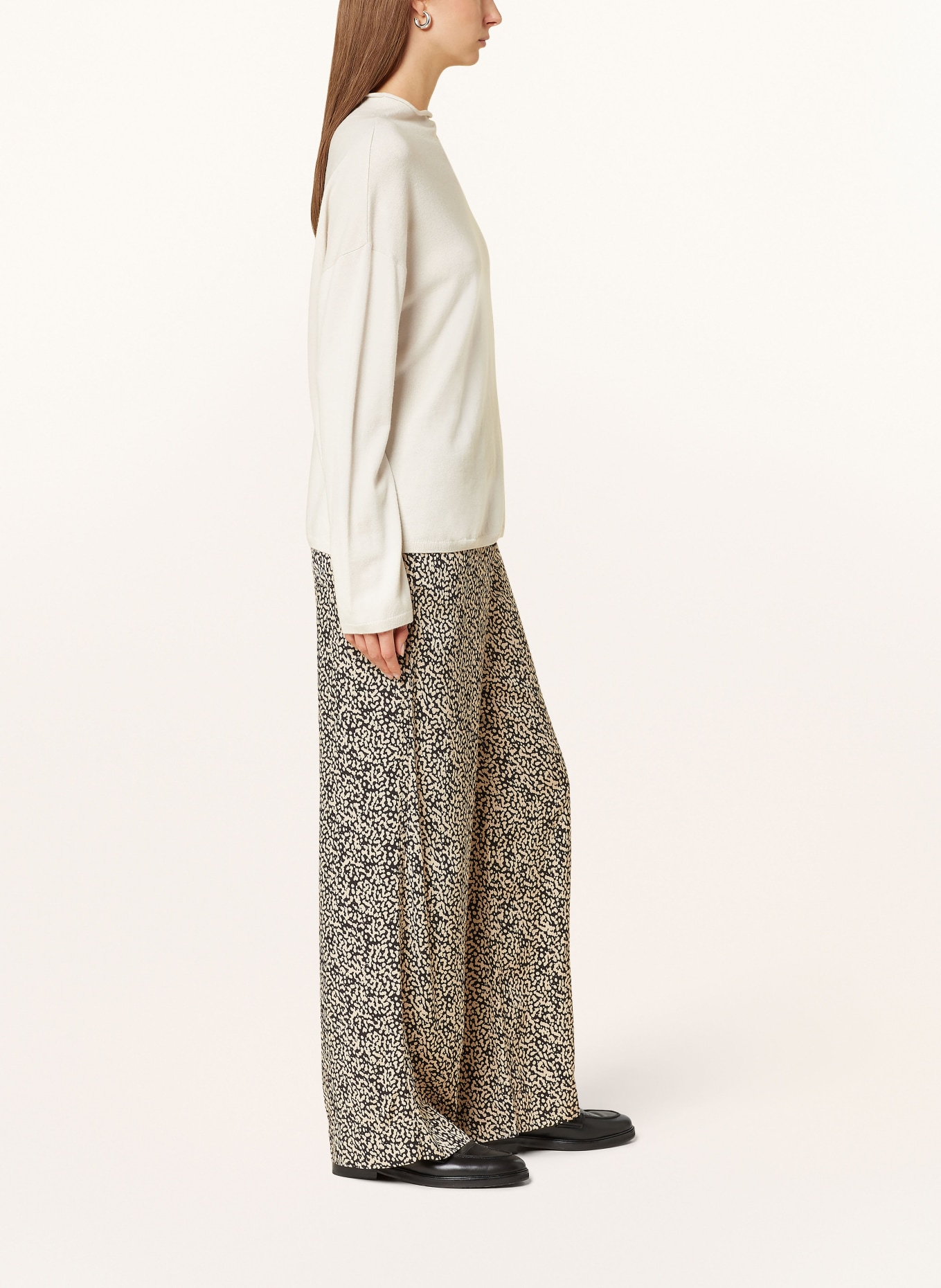 Marc O'Polo Wide leg trousers: BLACK/ BEIGE
