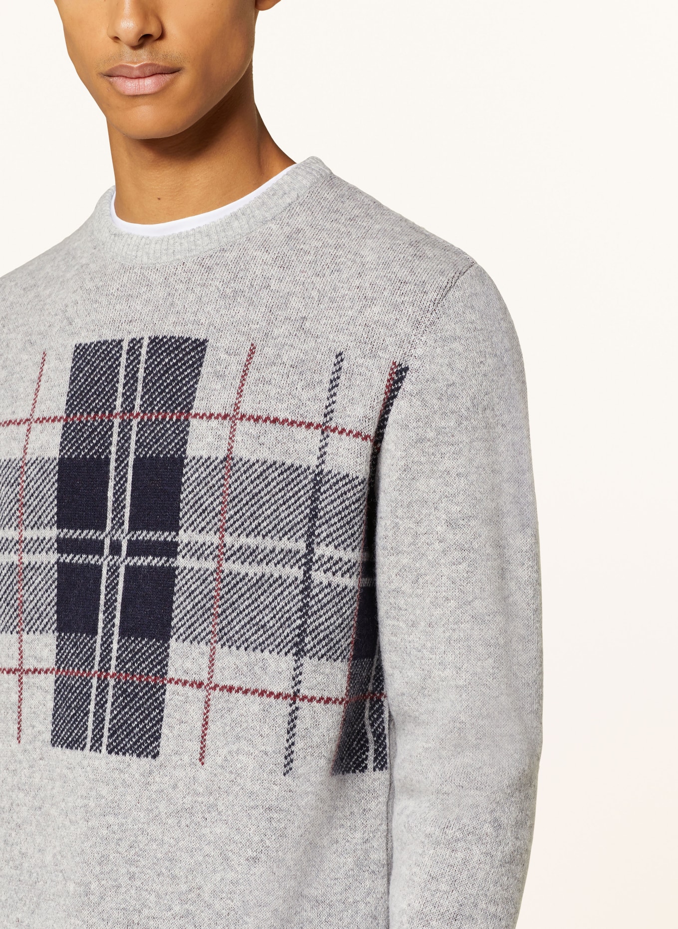 Barbour Sweater MEDLOCK in gray dark blue dark red