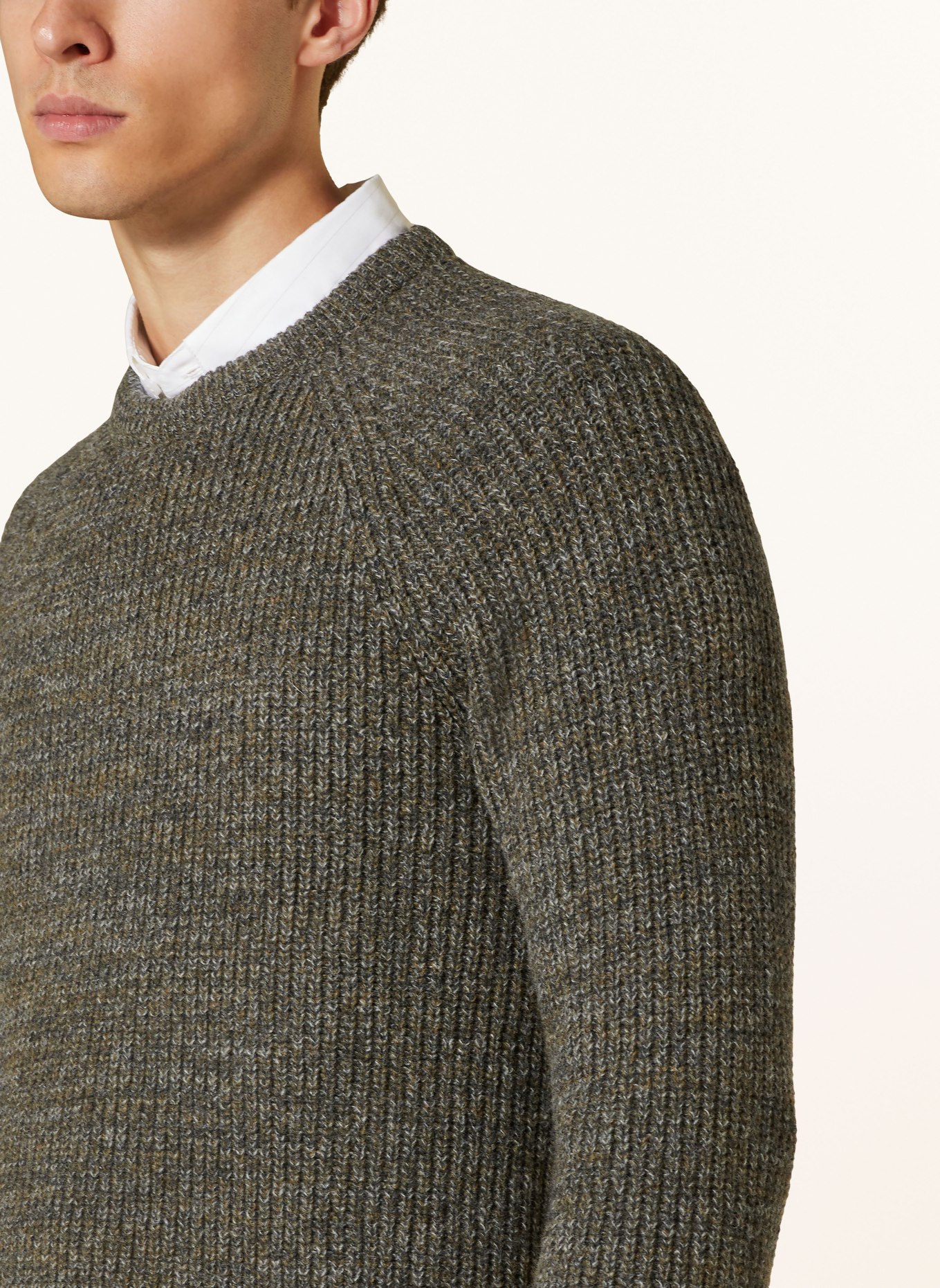 Barbour Pullover HORSEFORD: OLIV/ GRAU/ HELLGRAU