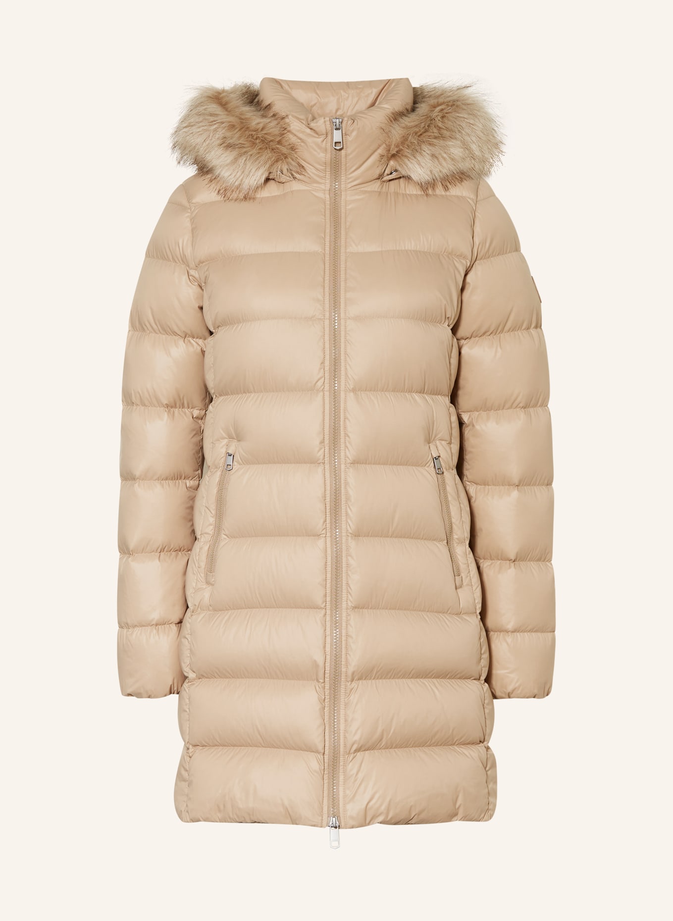 TOMMY HILFIGER Daunenmantel GLOSS DOWN TYRA mit Kunstpelz: BEIGE