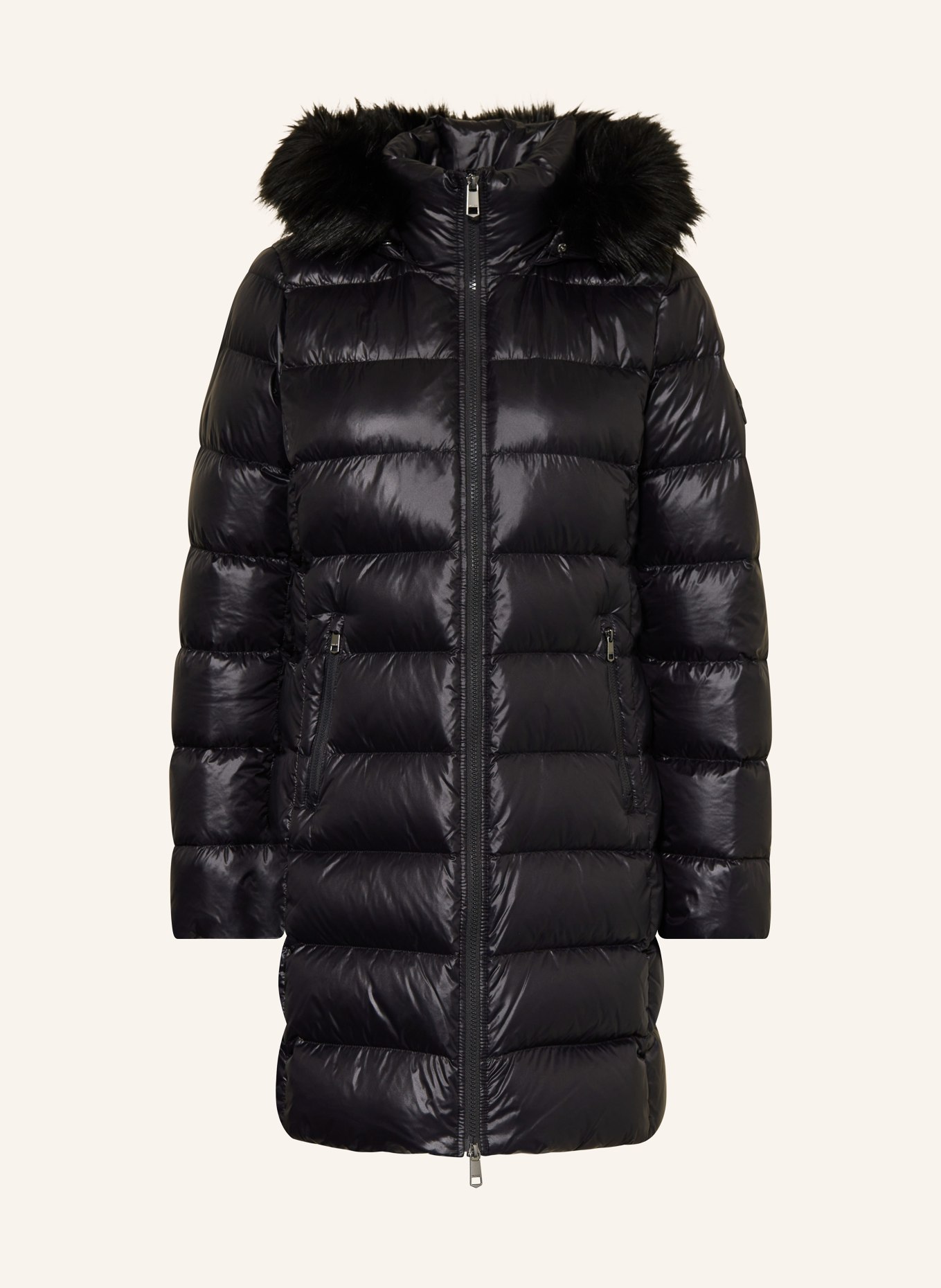 TOMMY HILFIGER Daunenmantel GLOSS DOWN TYRA mit Kunstpelz: SCHWARZ