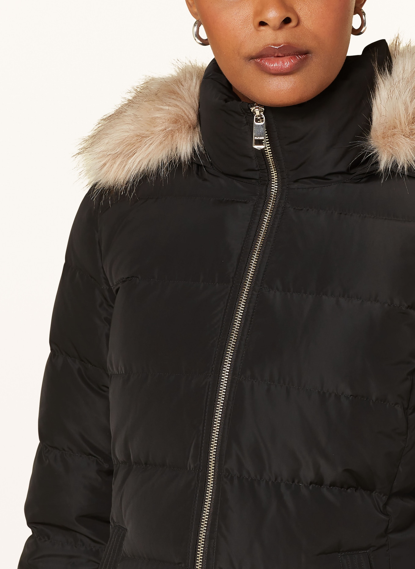 TOMMY HILFIGER Down coat HERITAGE DOWN TYRA with removable faux fur in black