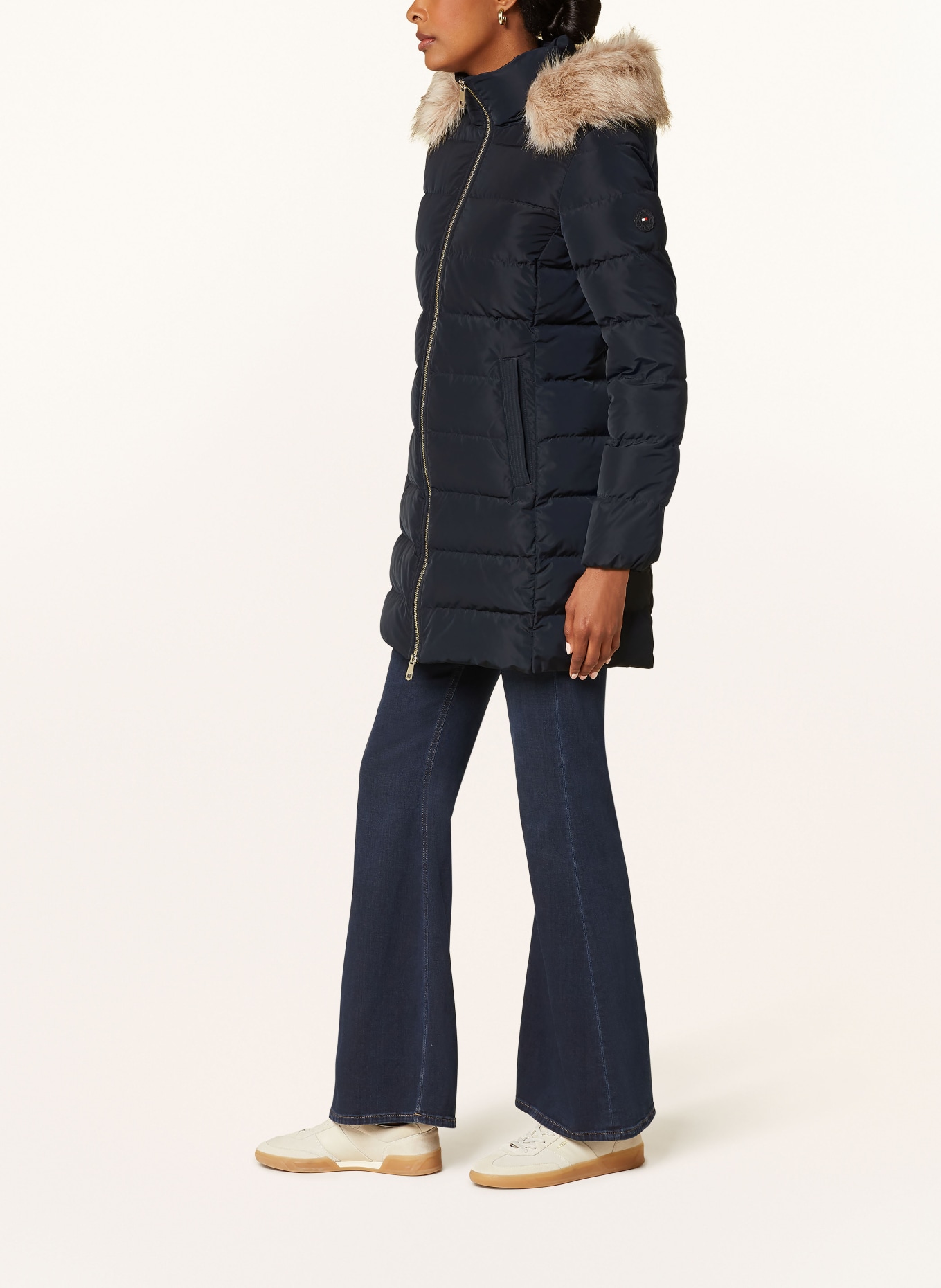 TOMMY HILFIGER Daunenmantel HERITAGE DOWN TYRA mit abnehmbarem Kunstpelz: DUNKELBLAU