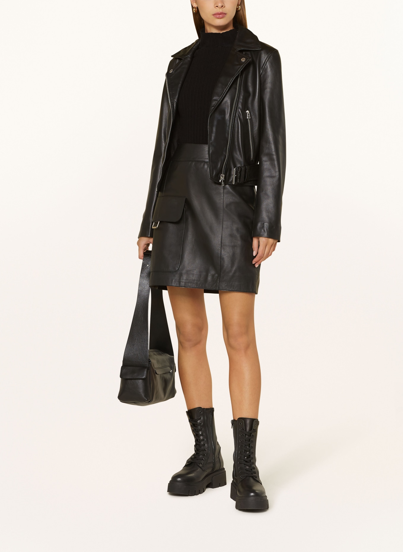 Vila black leather skirt outlet